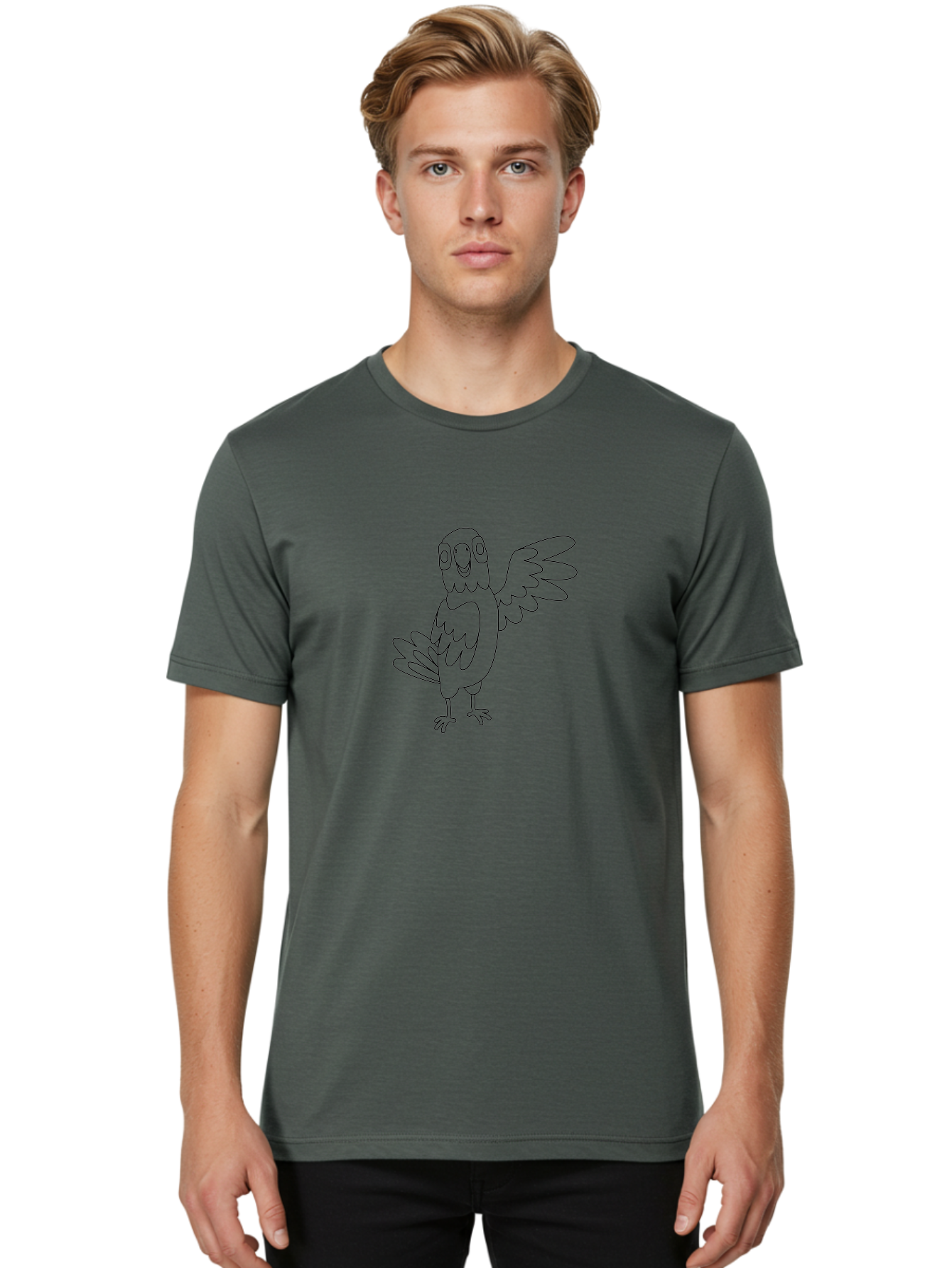 Parrot-7 Men'S Graphic Tee, 100% Cotton, Comfortable Casual Summer Wear, Machine Washable, Cartoon Parrot, Simple Drawing, Bird Illustration, Minimalist Design, Smiling Parrot, Tropical Bird, Winged Creature, Cute Animal, Graphic Icon Aab855 14