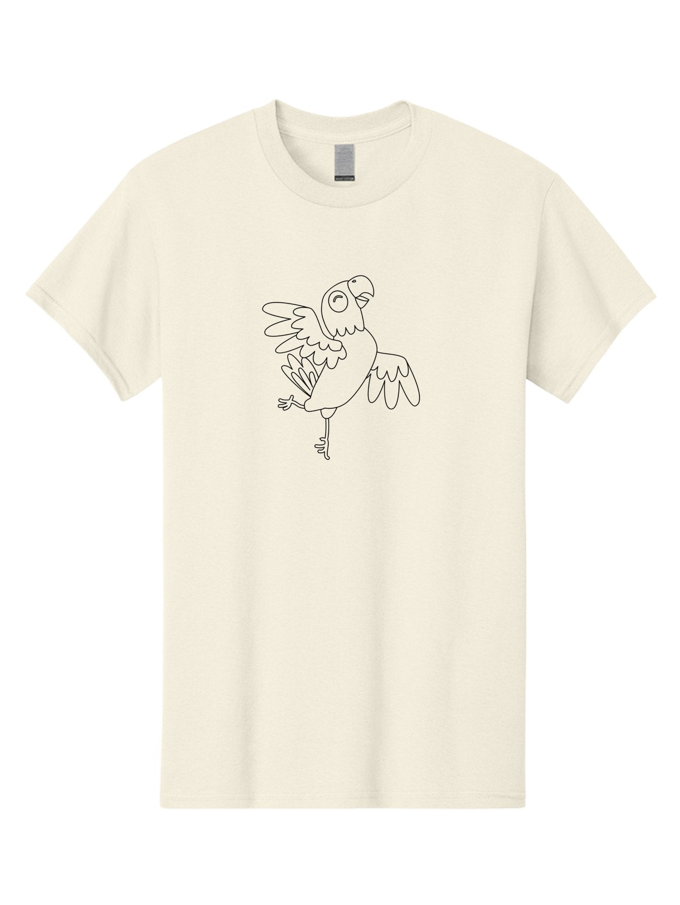 Parrot-8 Men'S Graphic Tee, 100% Cotton, Comfortable Casual Summer Wear, Machine Washable, Black And White Parrot, Cartoon Parrot, Bird Illustration, Simple Design, Playful Bird, Wildlife Art, Minimalist Graphic Aab856 5