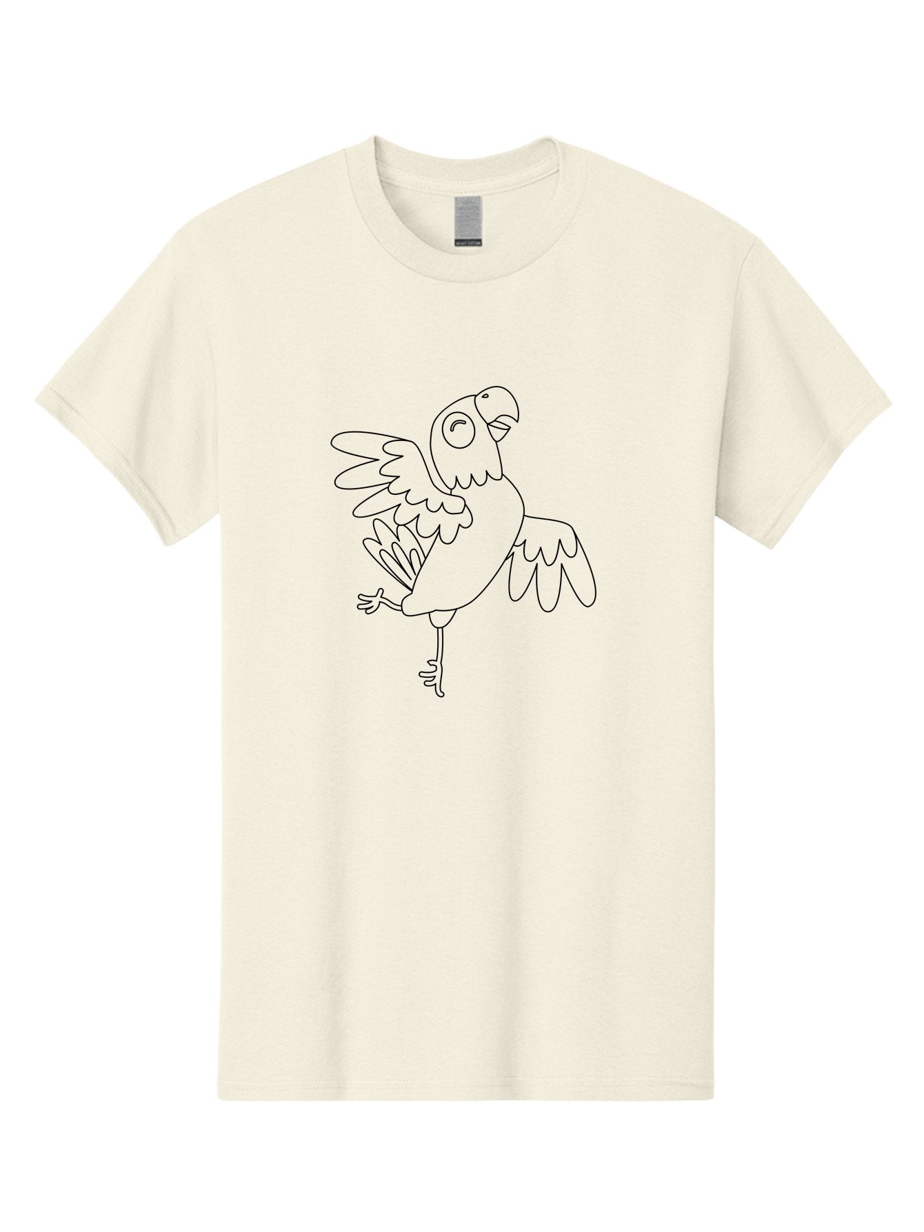 Parrot-9 Men'S Graphic Tee, 100% Cotton, Comfortable Casual Summer Wear, Machine Washable, Parrot Illustration, Simple Line Art, Cartoon Bird, Minimalist Design, Bird Outline, Tropical Animal, Wildlife Art, Single Leg Stance Aab857 7