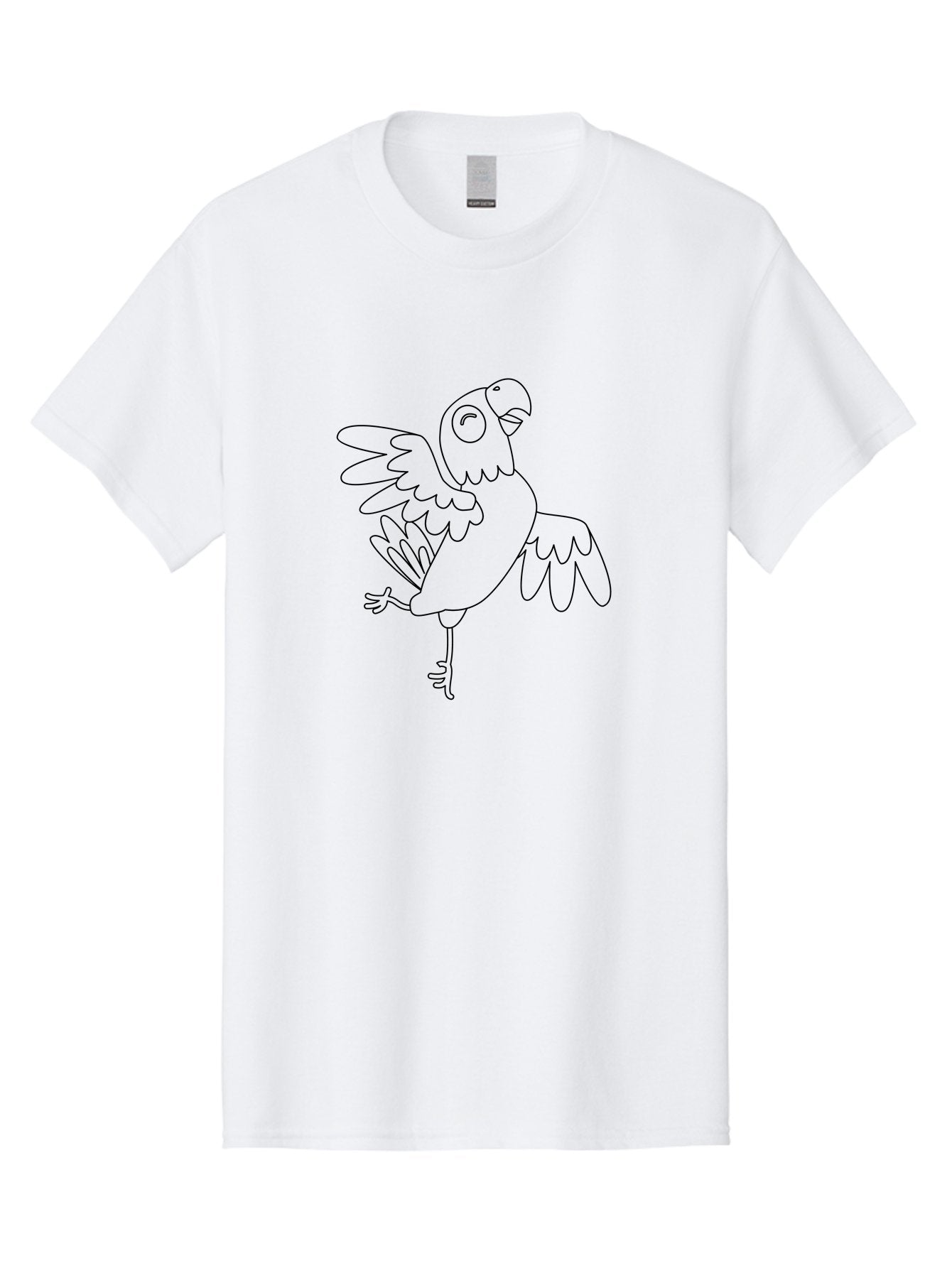 Parrot-9 Men'S Graphic Tee, 100% Cotton, Comfortable Casual Summer Wear, Machine Washable, Parrot Illustration, Simple Line Art, Cartoon Bird, Minimalist Design, Bird Outline, Tropical Animal, Wildlife Art, Single Leg Stance Aab857