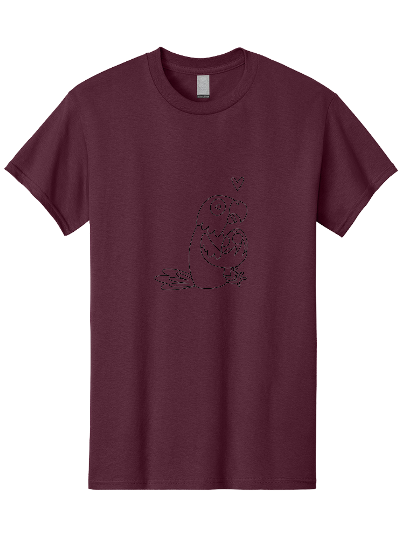 Parrot-And-Heart Men'S Graphic Tee, 100% Cotton, Comfortable Casual Summer Wear, Machine Washable, Parrot Holding Baby Bird, Heart Symbol, Love And Care, Bird'S Nest, Cute Animals, Wildlife Illustration, Simple Line Art Aab858 19