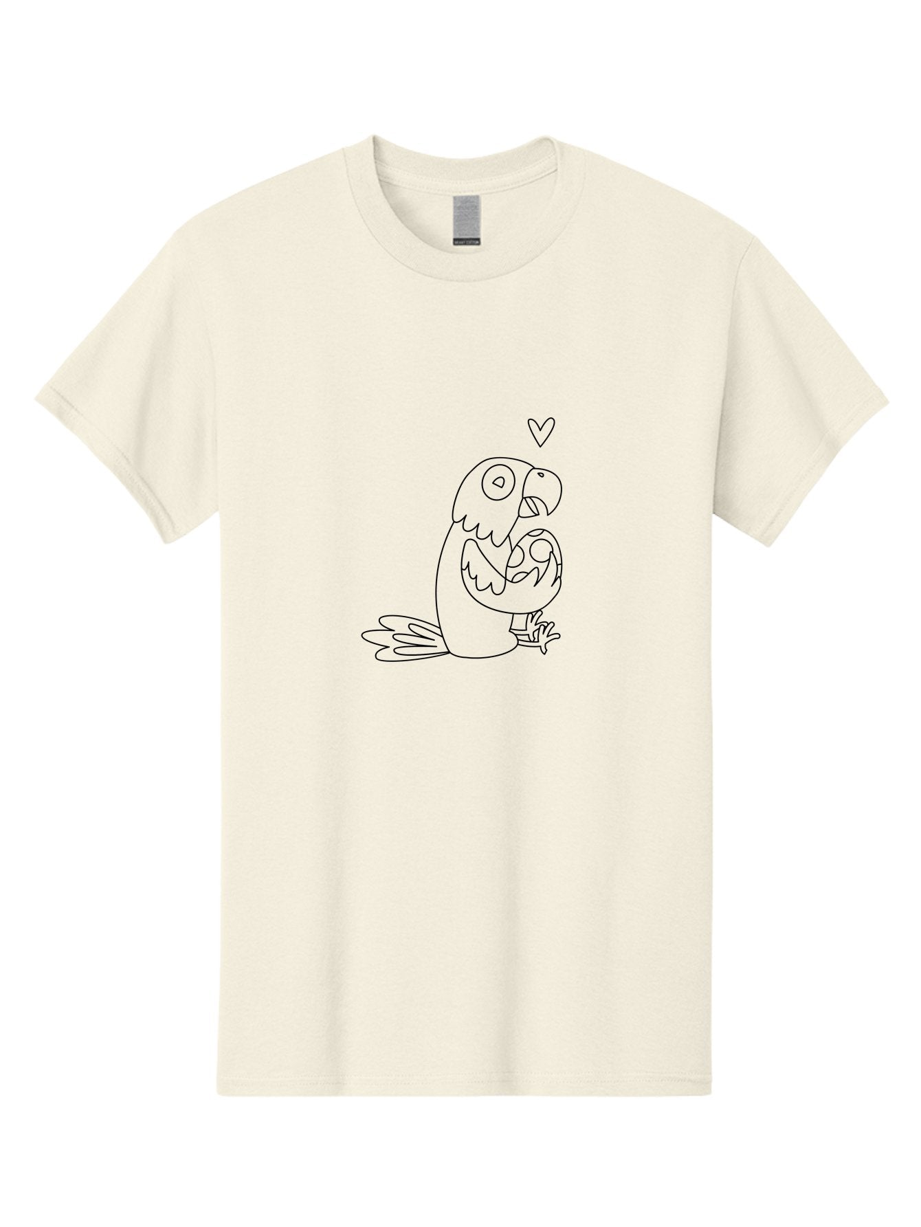 Parrot-And-Heart Men'S Graphic Tee, 100% Cotton, Comfortable Casual Summer Wear, Machine Washable, Parrot Holding Baby Bird, Heart Symbol, Love And Care, Bird'S Nest, Cute Animals, Wildlife Illustration, Simple Line Art Aab858 5