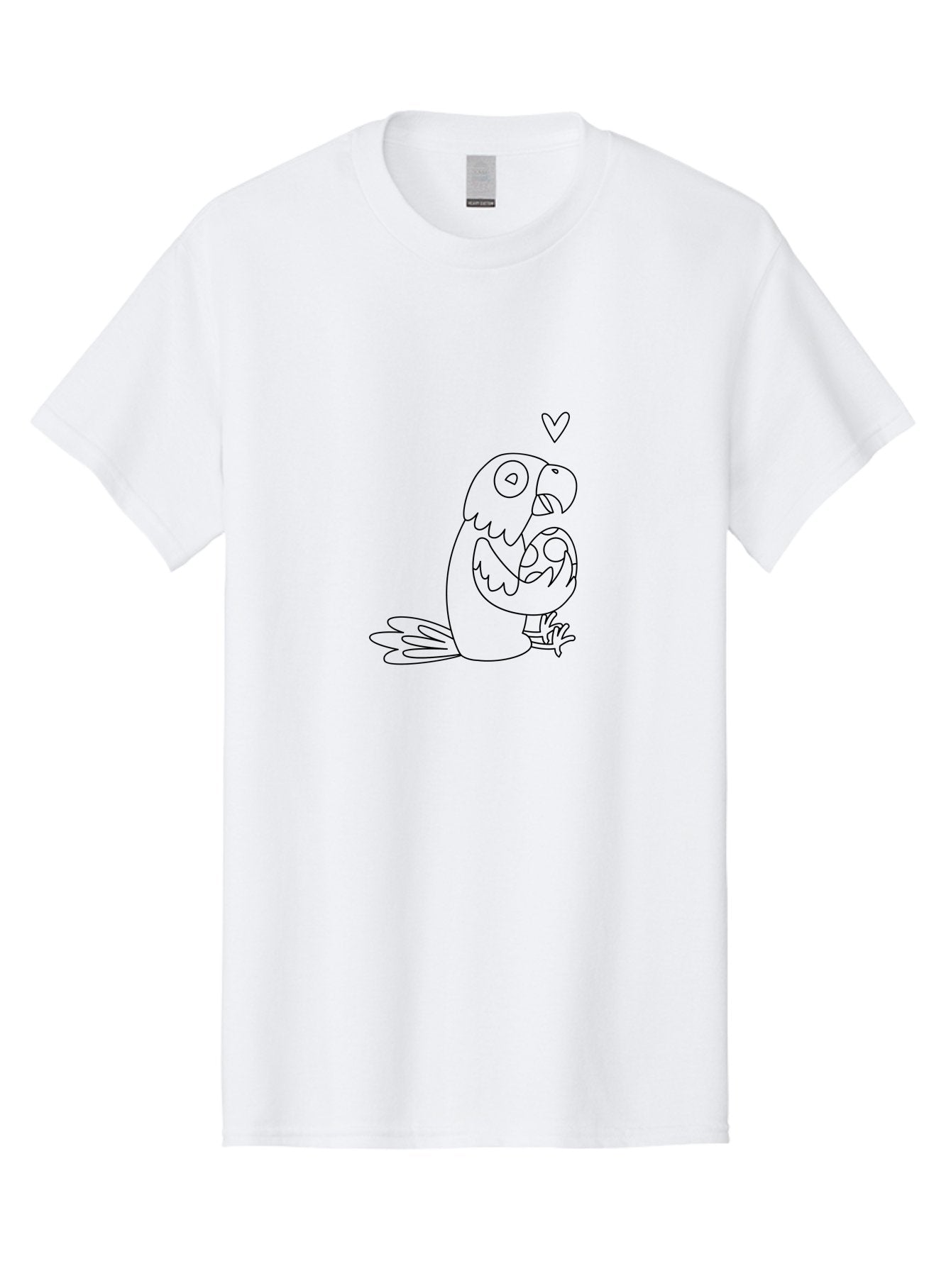 Parrot-And-Heart Men'S Graphic Tee, 100% Cotton, Comfortable Casual Summer Wear, Machine Washable, Parrot Holding Baby Bird, Heart Symbol, Love And Care, Bird'S Nest, Cute Animals, Wildlife Illustration, Simple Line Art Aab858 10