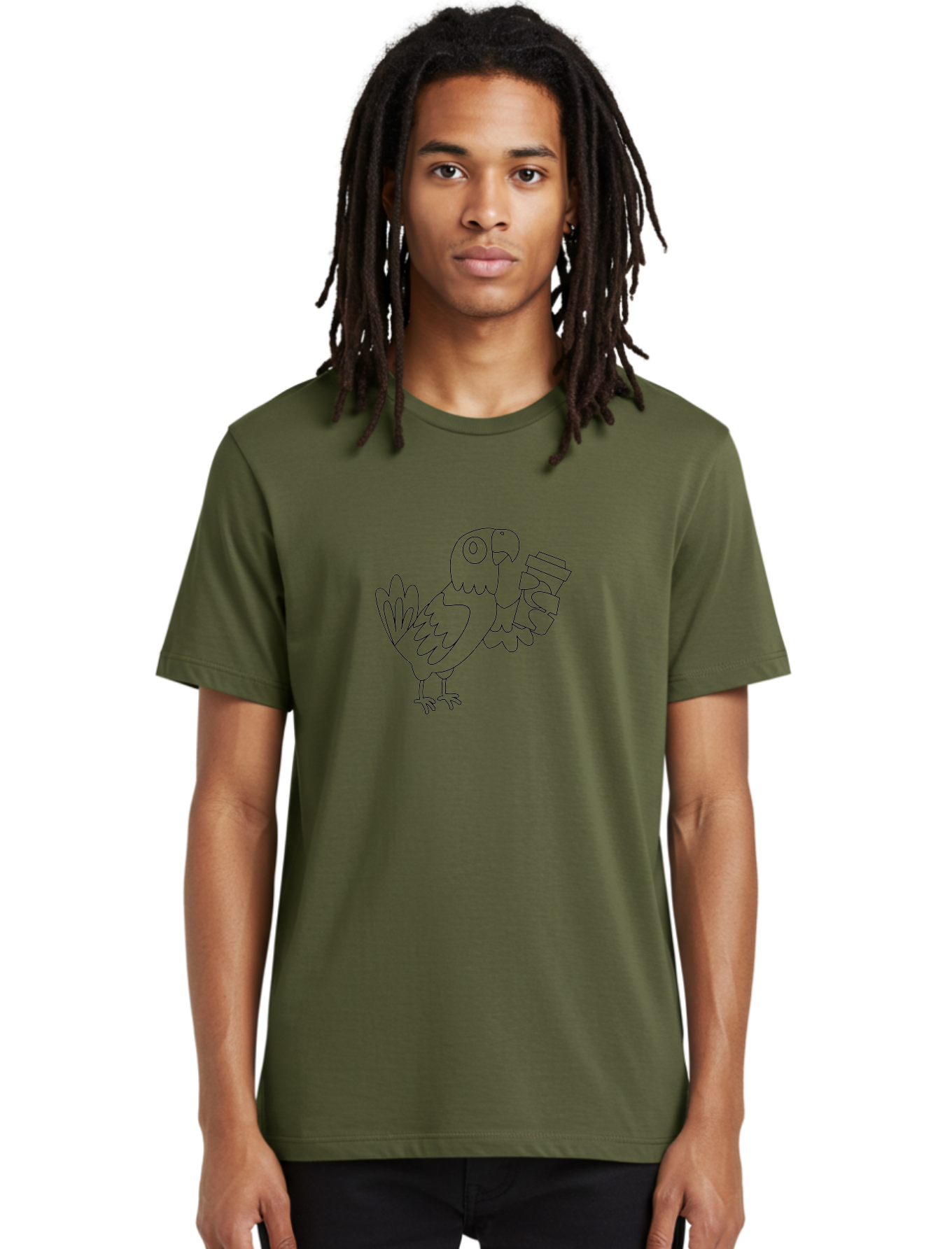 Parrot-Holding-Cups Men'S Graphic Tee, 100% Cotton, Comfortable Casual Summer Wear, Machine Washable, Parrot Holding Coffee, Coffee Lover, Bird With Coffee, Cartoon Parrot, Funny Parrot, Coffee Time Aab861 18