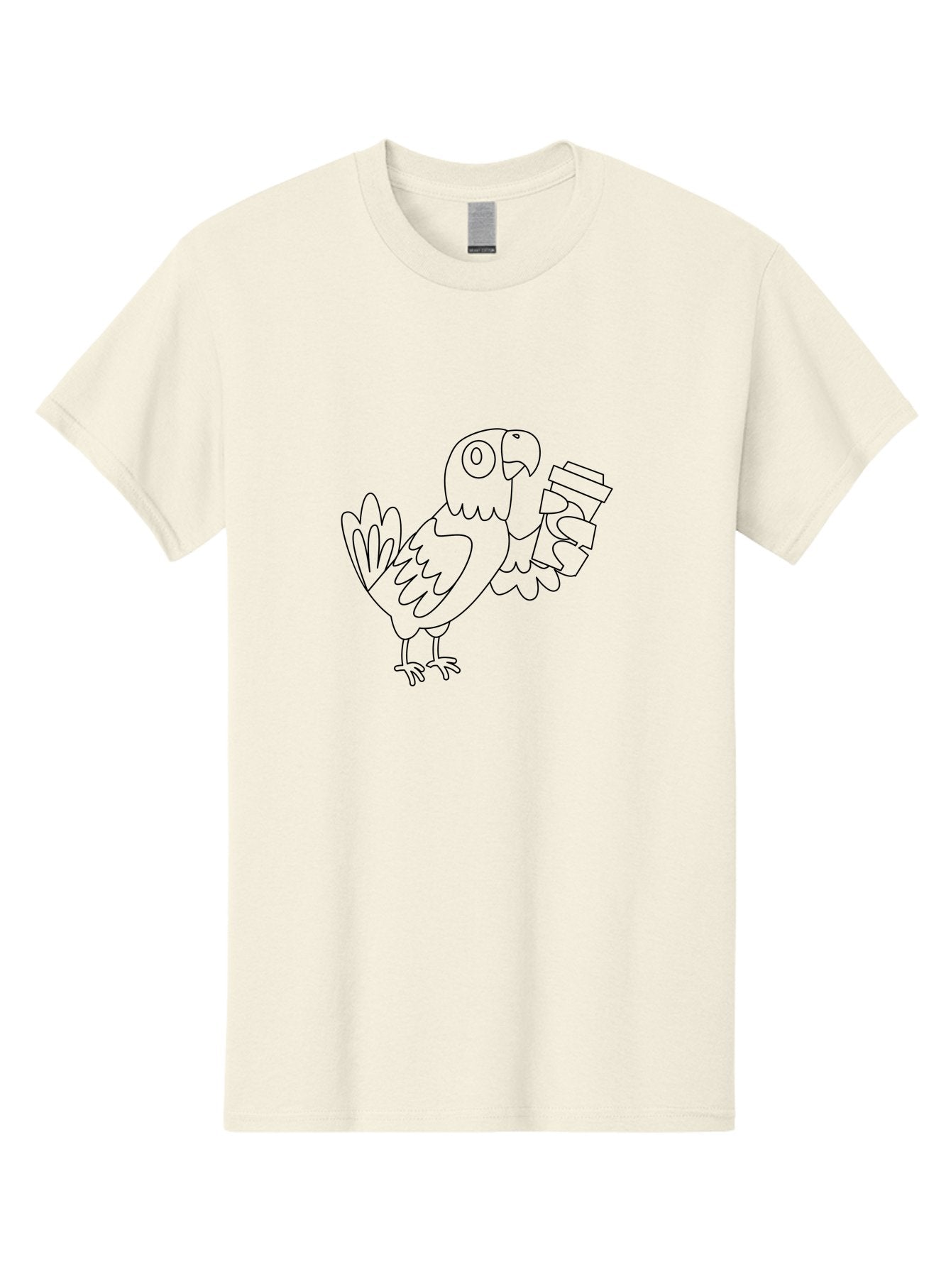 Parrot-Holding-Cups Men'S Graphic Tee, 100% Cotton, Comfortable Casual Summer Wear, Machine Washable, Parrot Holding Coffee, Coffee Lover, Bird With Coffee, Cartoon Parrot, Funny Parrot, Coffee Time Aab861 10