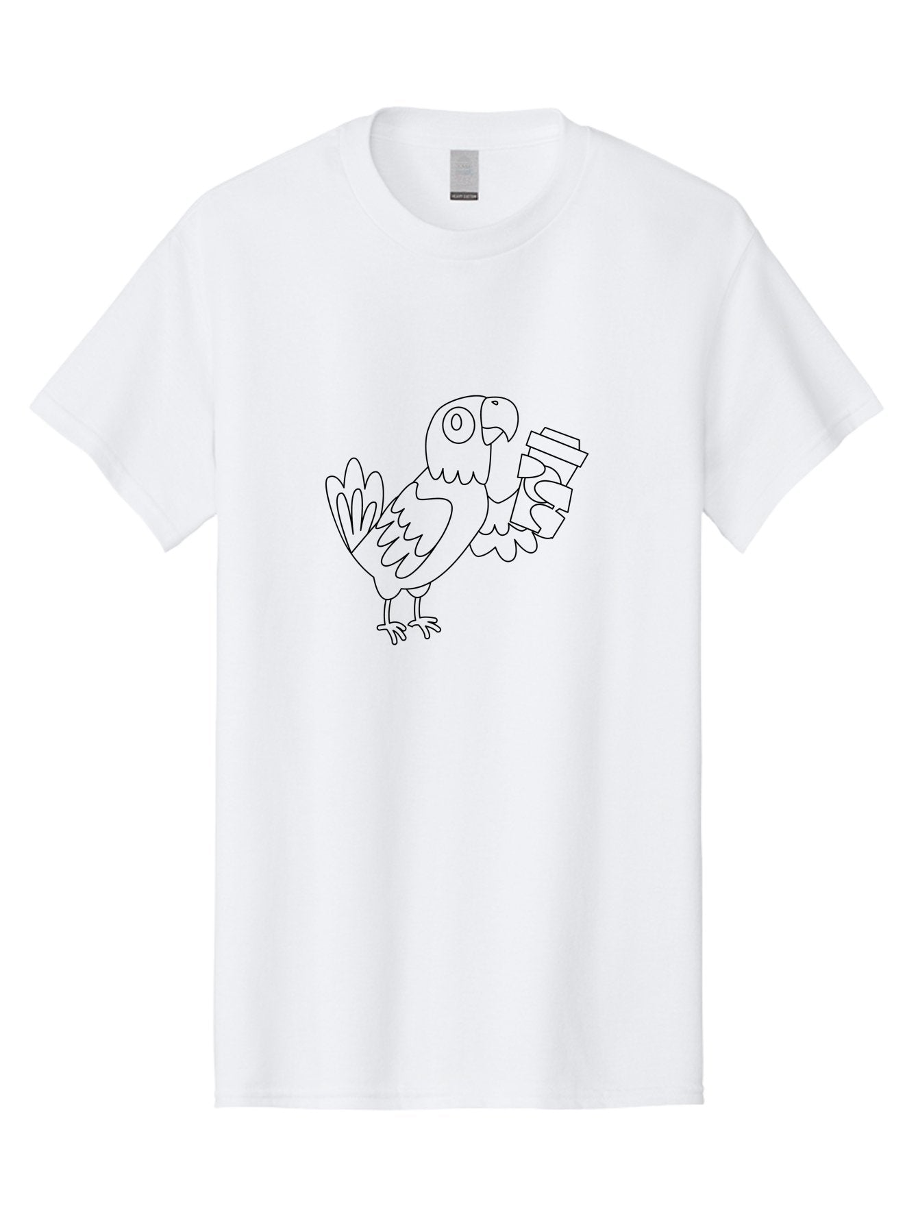 Parrot-Holding-Cups Men'S Graphic Tee, 100% Cotton, Comfortable Casual Summer Wear, Machine Washable, Parrot Holding Coffee, Coffee Lover, Bird With Coffee, Cartoon Parrot, Funny Parrot, Coffee Time Aab861 14