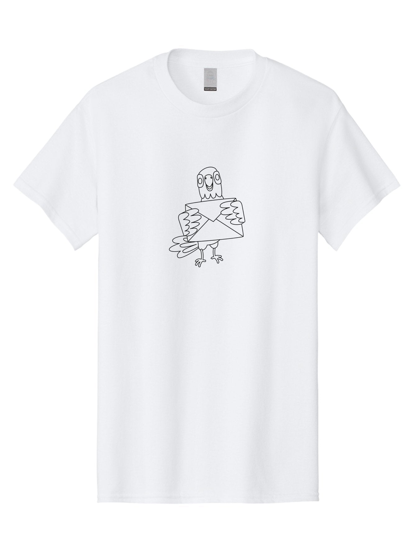 Parrot-Holding-Envelope Men'S Graphic Tee, 100% Cotton, Comfortable Casual Summer Wear, Machine Washable, Parrot Holding Envelope, Cartoon Bird, Simple Illustration, Black And White Drawing, Mail Delivery, Amusing Character, Fowl With Letter Aab862 9