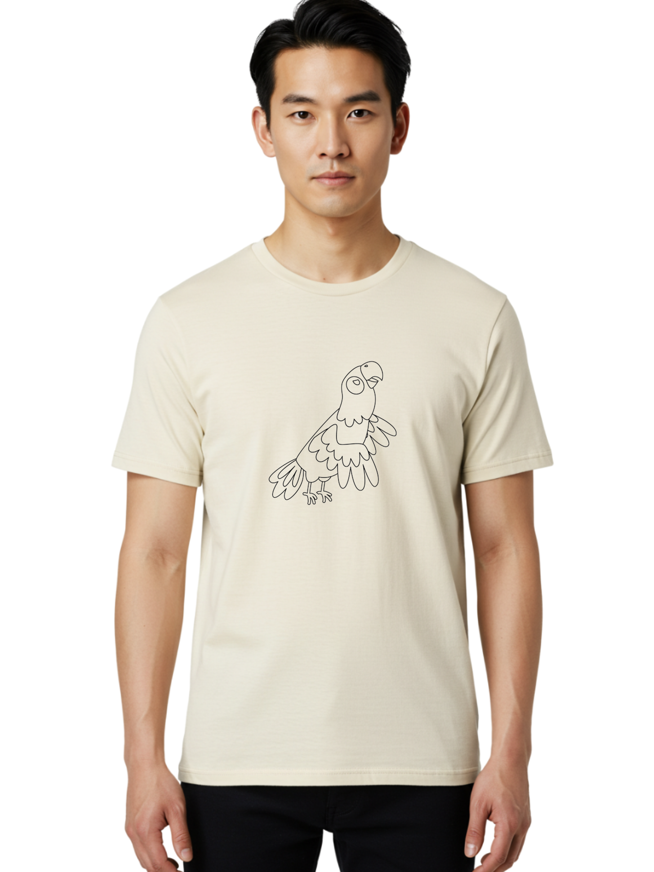 Parrot-Line-Art Men'S Graphic Tee, 100% Cotton, Comfortable Casual Summer Wear, Machine Washable, Parrot Illustration, Bird Outline, Simple Drawing, Cartoon Parrot, Vector Art, Bird Graphic, Minimalist Design, Simple Shapes, Line Art, Aab864 18