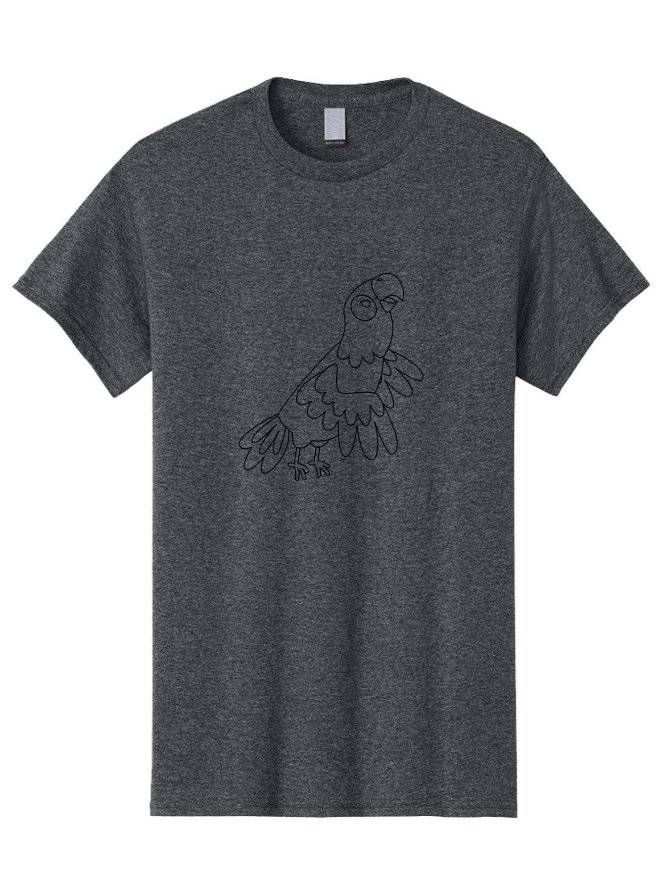 Parrot-Outline Men'S Graphic Tee, 100% Cotton, Comfortable Casual Summer Wear, Machine Washable, Parrot Illustration, Simple Line Art, Bird Drawing, Cartoon Parrot, Minimalist Design, Avian Artwork, Modern Illustration Aab866 9