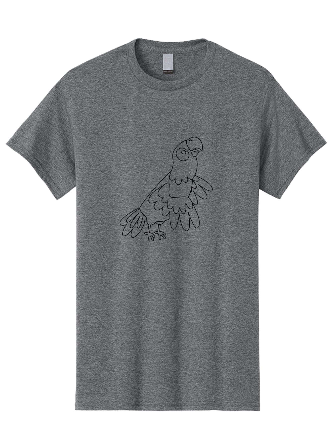 Parrot-Outline Men'S Graphic Tee, 100% Cotton, Comfortable Casual Summer Wear, Machine Washable, Parrot Illustration, Simple Line Art, Bird Drawing, Cartoon Parrot, Minimalist Design, Avian Artwork, Modern Illustration Aab866 4