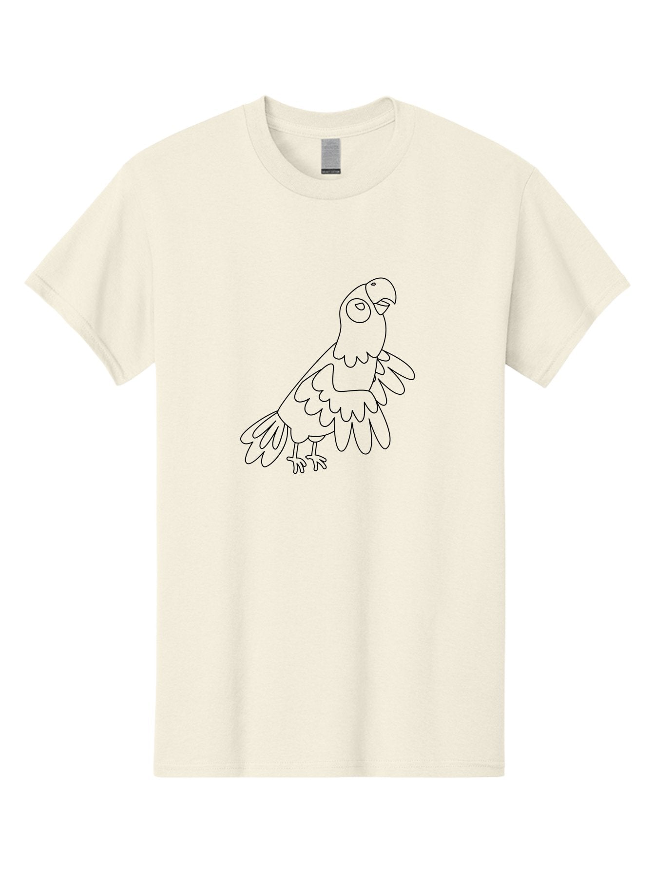 Parrot-Outline Men'S Graphic Tee, 100% Cotton, Comfortable Casual Summer Wear, Machine Washable, Parrot Illustration, Simple Line Art, Bird Drawing, Cartoon Parrot, Minimalist Design, Avian Artwork, Modern Illustration Aab866 3