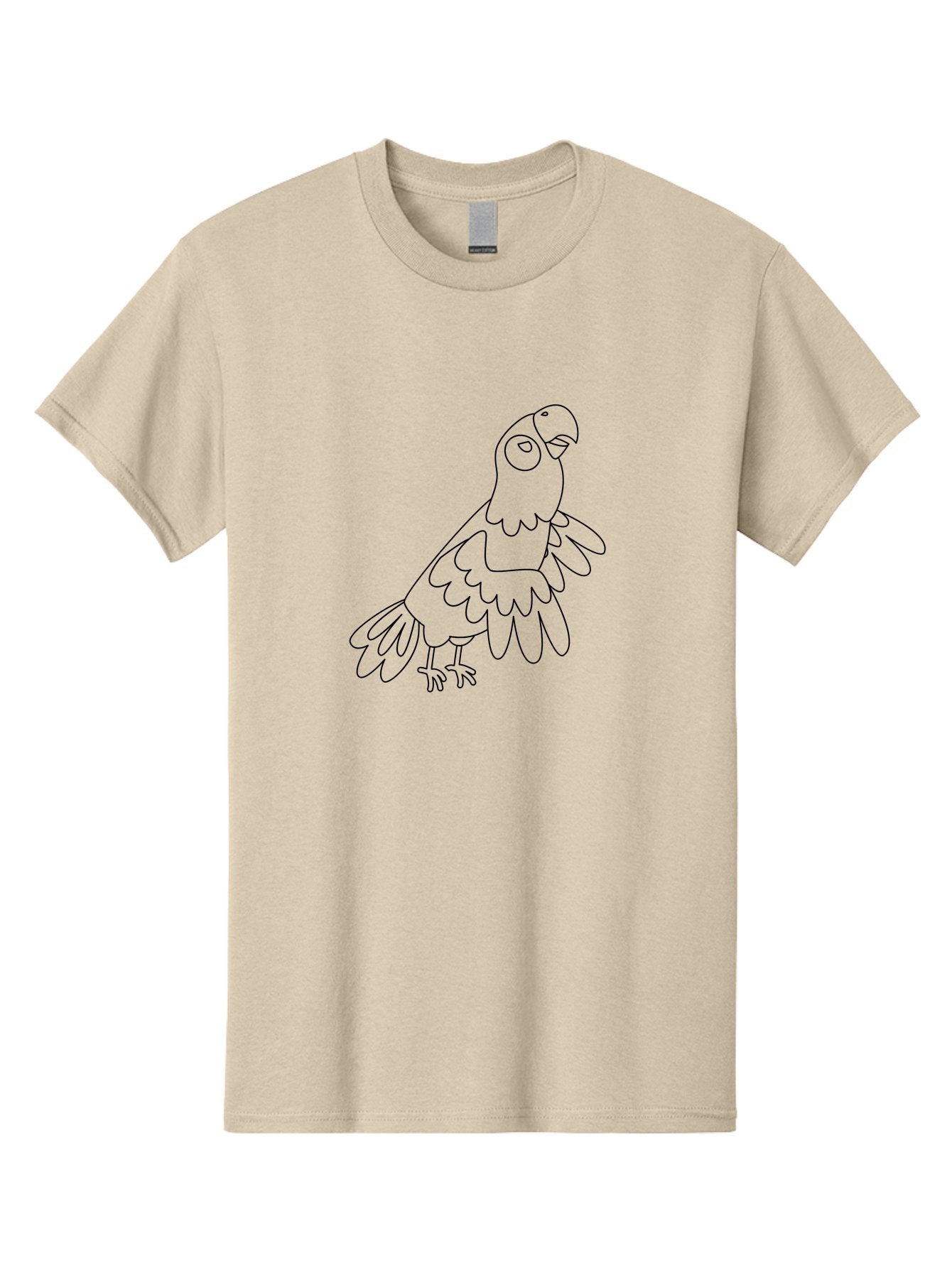 Parrot-Outline Men'S Graphic Tee, 100% Cotton, Comfortable Casual Summer Wear, Machine Washable, Parrot Illustration, Simple Line Art, Bird Drawing, Cartoon Parrot, Minimalist Design, Avian Artwork, Modern Illustration Aab866 12