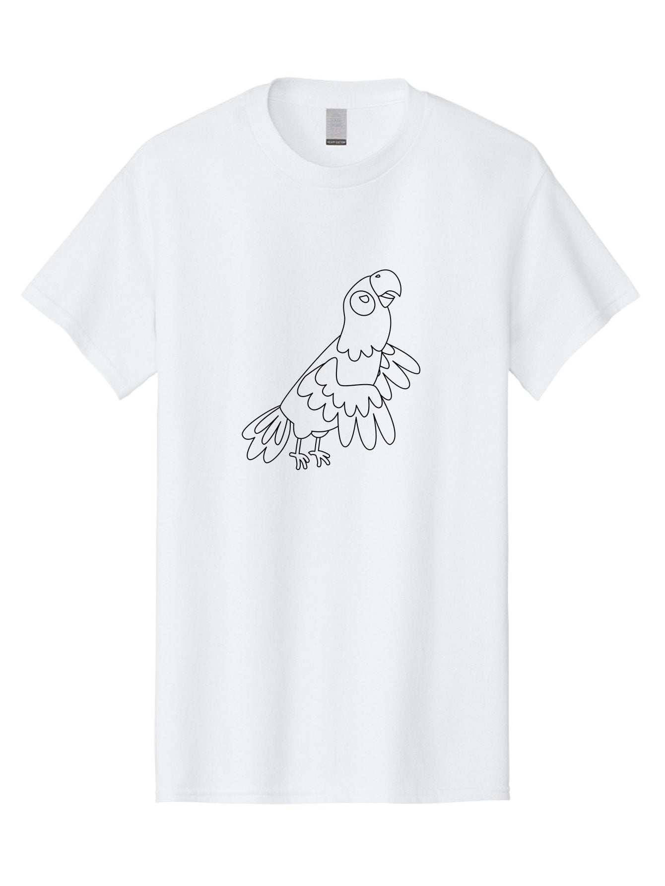 Parrot-Outline Men'S Graphic Tee, 100% Cotton, Comfortable Casual Summer Wear, Machine Washable, Parrot Illustration, Simple Line Art, Bird Drawing, Cartoon Parrot, Minimalist Design, Avian Artwork, Modern Illustration Aab866 15