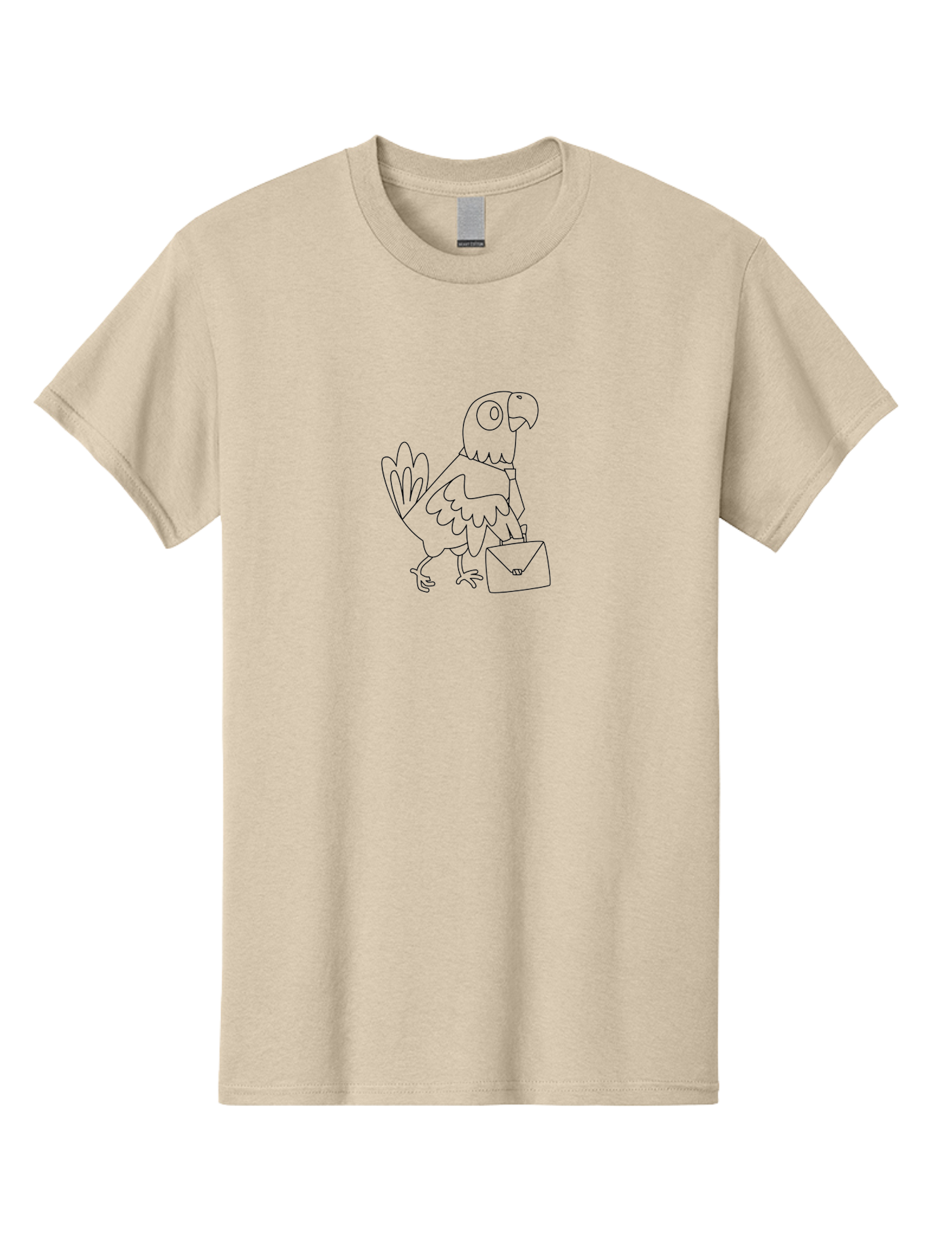 Parrot-With-Briefcase Men'S Graphic Tee, 100% Cotton, Comfortable Casual Summer Wear, Machine Washable, Parrot Holding Briefcase, Cartoon Character, Office Worker, Humorous Illustration, Bird With Tie, Quirky Design, Funny Animal, Aab867 25