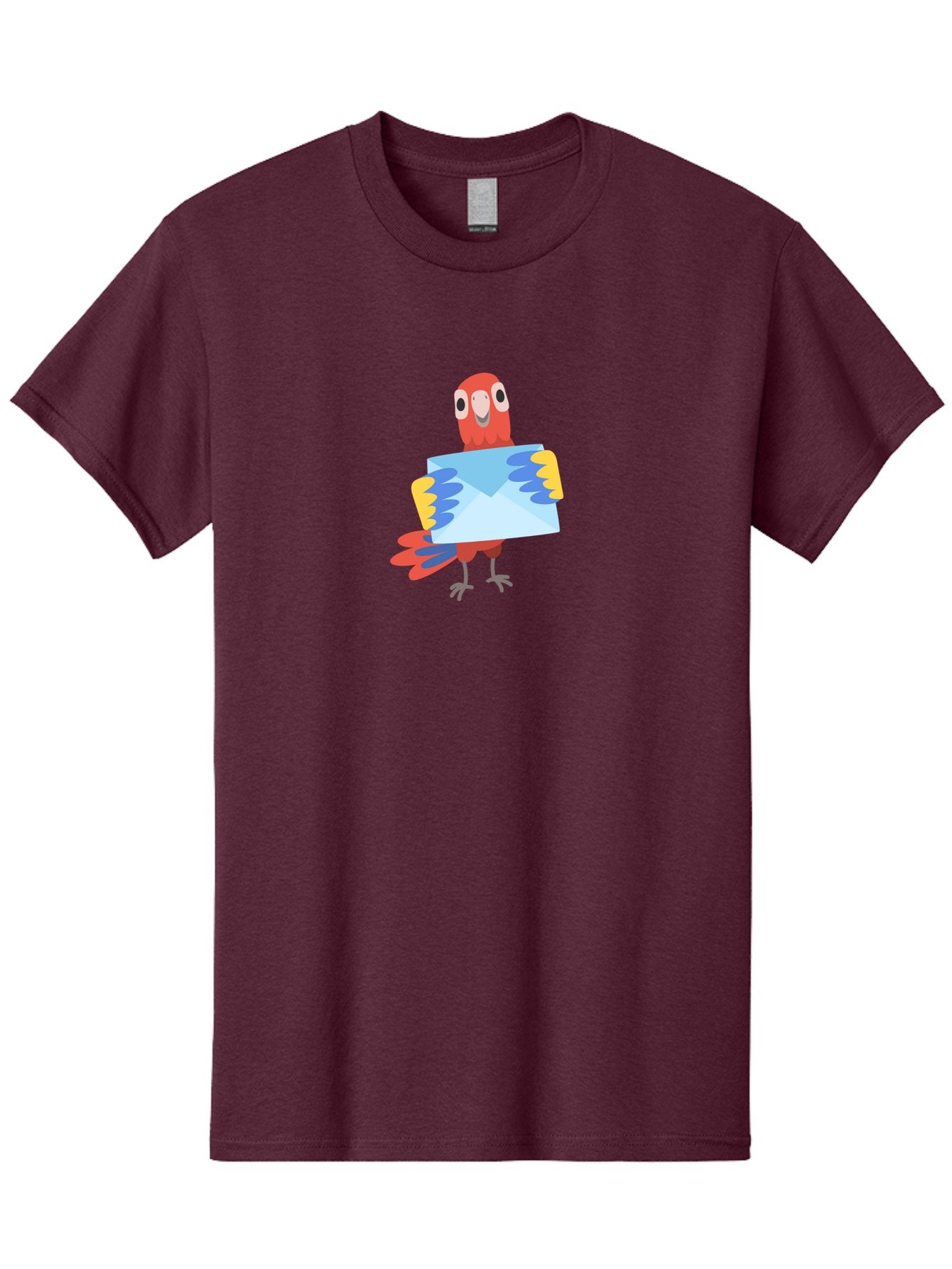 Parrot-With-Envelope Men'S Graphic Tee, 100% Cotton, Comfortable Casual Summer Wear, Machine Washable, Cartoon Parrot, Red Parrot, Colorful Wings, Blue Envelope, Email Concept, Digital Communication, Vibrant Colors, Playful Design, Aab870 8