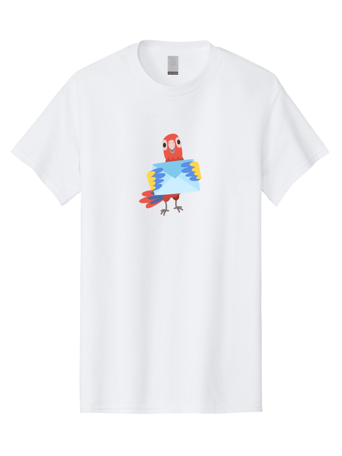 Parrot-With-Envelope Men'S Graphic Tee, 100% Cotton, Comfortable Casual Summer Wear, Machine Washable, Cartoon Parrot, Red Parrot, Colorful Wings, Blue Envelope, Email Concept, Digital Communication, Vibrant Colors, Playful Design, Aab870 6