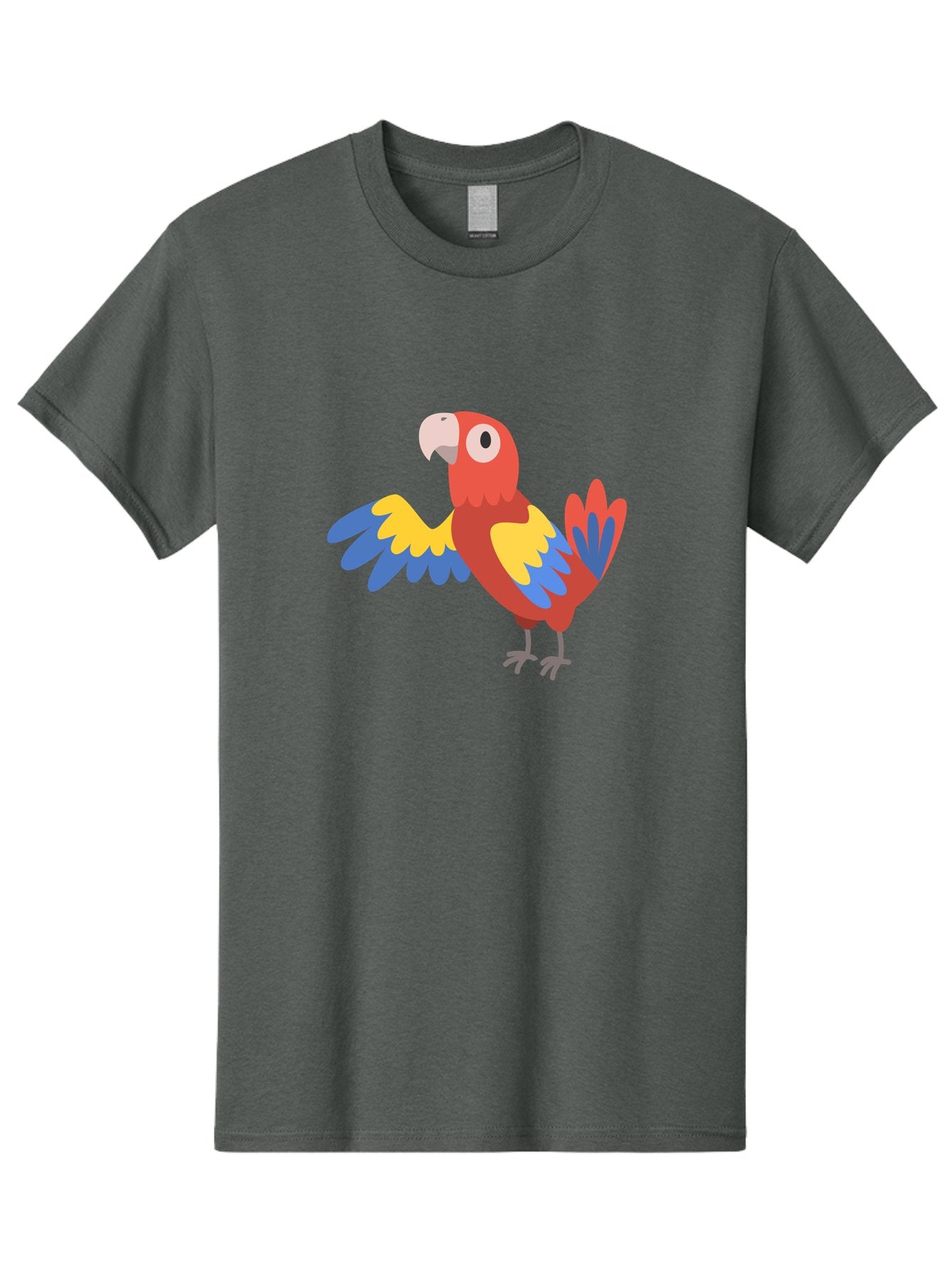 Parrot Men'S Graphic Tee, 100% Cotton, Comfortable Casual Summer Wear, Machine Washable, Vibrant Parrot, Colorful Bird, Tropical Parrot, Cartoon Parrot, Parrot Illustration, Red Parrot, Blue And Yellow Wings, White Beak, Simple Art, Aab872 13