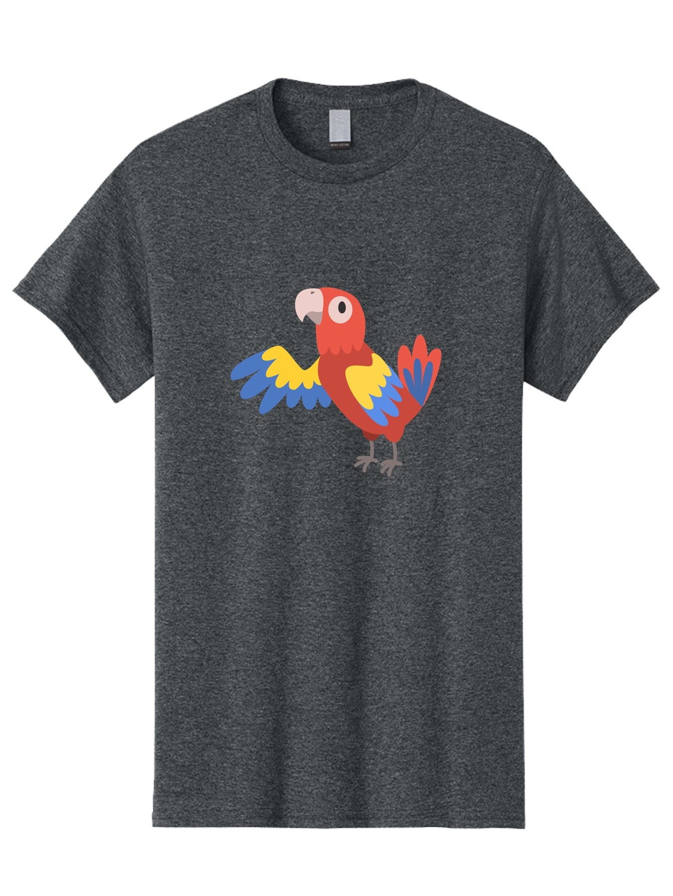 Parrot Men'S Graphic Tee, 100% Cotton, Comfortable Casual Summer Wear, Machine Washable, Vibrant Parrot, Colorful Bird, Tropical Parrot, Cartoon Parrot, Parrot Illustration, Red Parrot, Blue And Yellow Wings, White Beak, Simple Art, Aab872 12