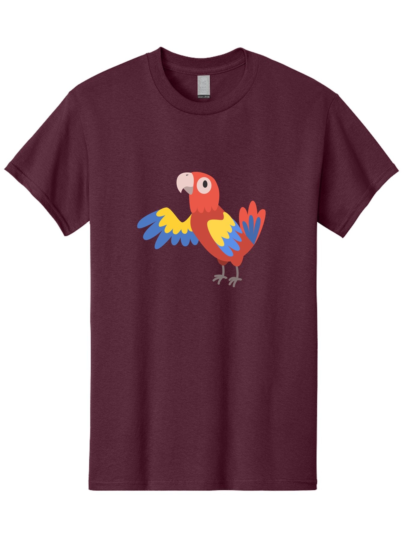 Parrot Men'S Graphic Tee, 100% Cotton, Comfortable Casual Summer Wear, Machine Washable, Vibrant Parrot, Colorful Bird, Tropical Parrot, Cartoon Parrot, Parrot Illustration, Red Parrot, Blue And Yellow Wings, White Beak, Simple Art, Aab872 8
