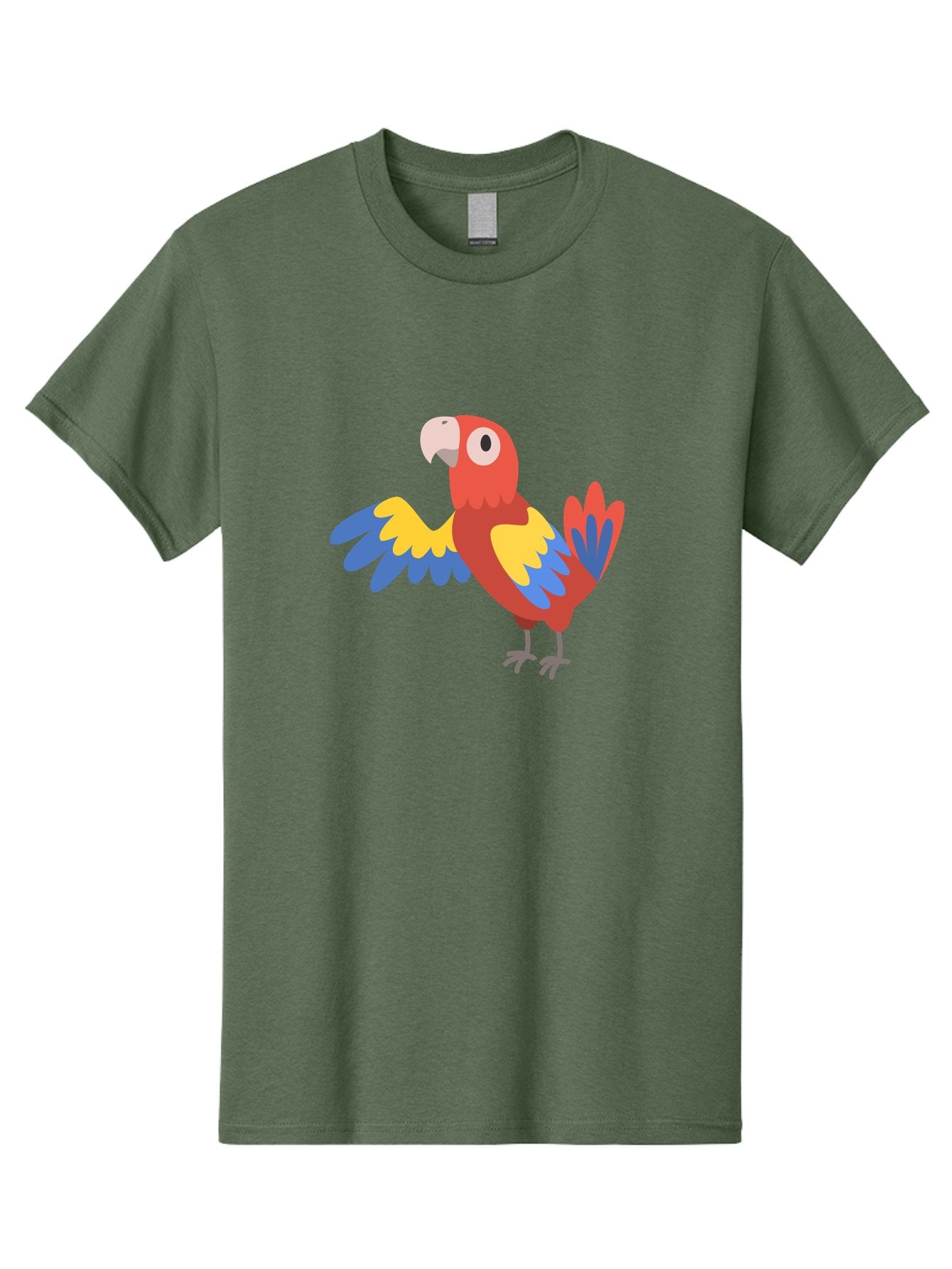 Parrot Men'S Graphic Tee, 100% Cotton, Comfortable Casual Summer Wear, Machine Washable, Vibrant Parrot, Colorful Bird, Tropical Parrot, Cartoon Parrot, Parrot Illustration, Red Parrot, Blue And Yellow Wings, White Beak, Simple Art, Aab872 15