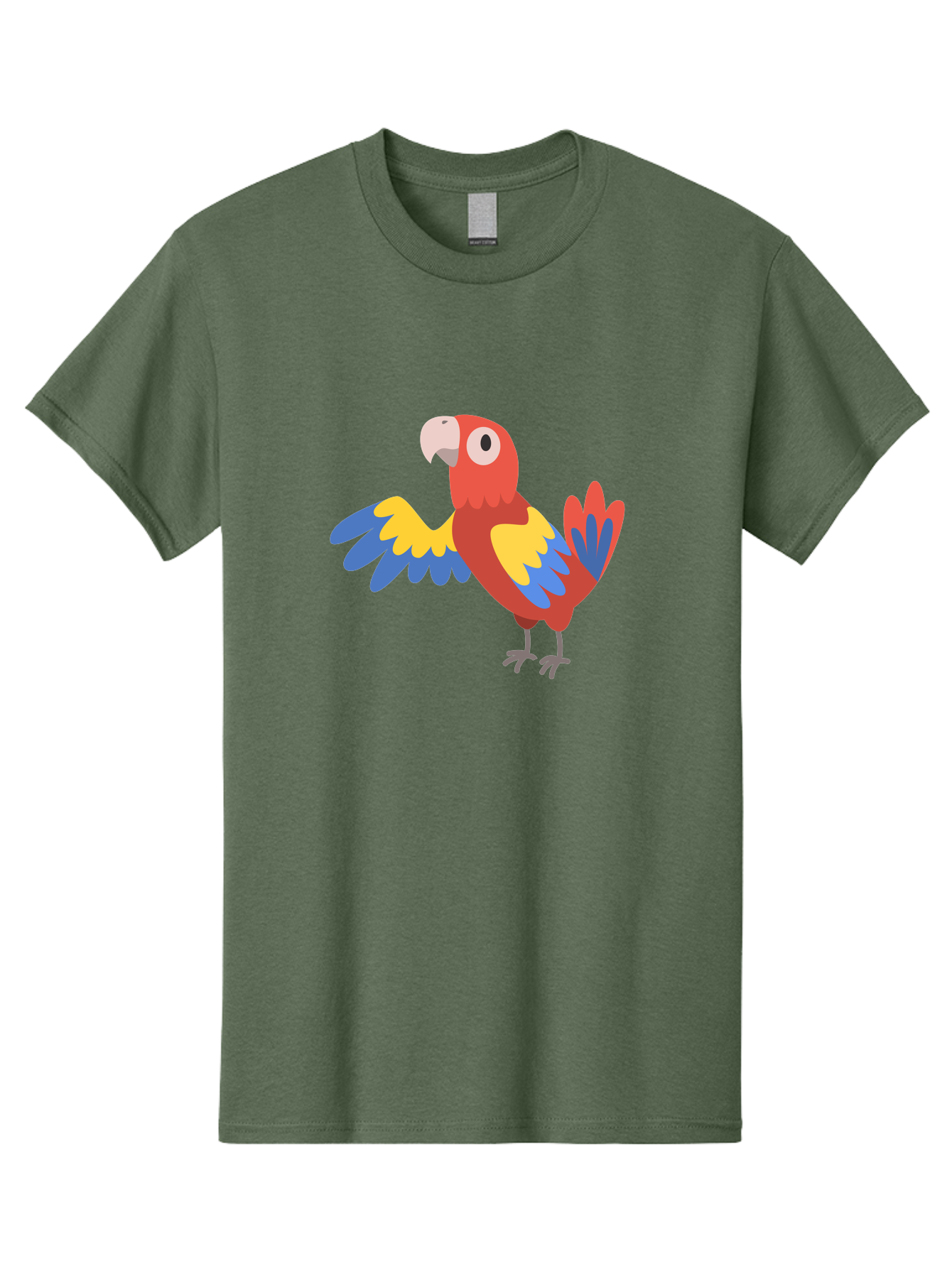 Parrot Men'S Graphic Tee, 100% Cotton, Comfortable Casual Summer Wear, Machine Washable, Vibrant Parrot, Colorful Bird, Tropical Parrot, Cartoon Parrot, Parrot Illustration, Red Parrot, Blue And Yellow Wings, White Beak, Simple Art, Aab872
