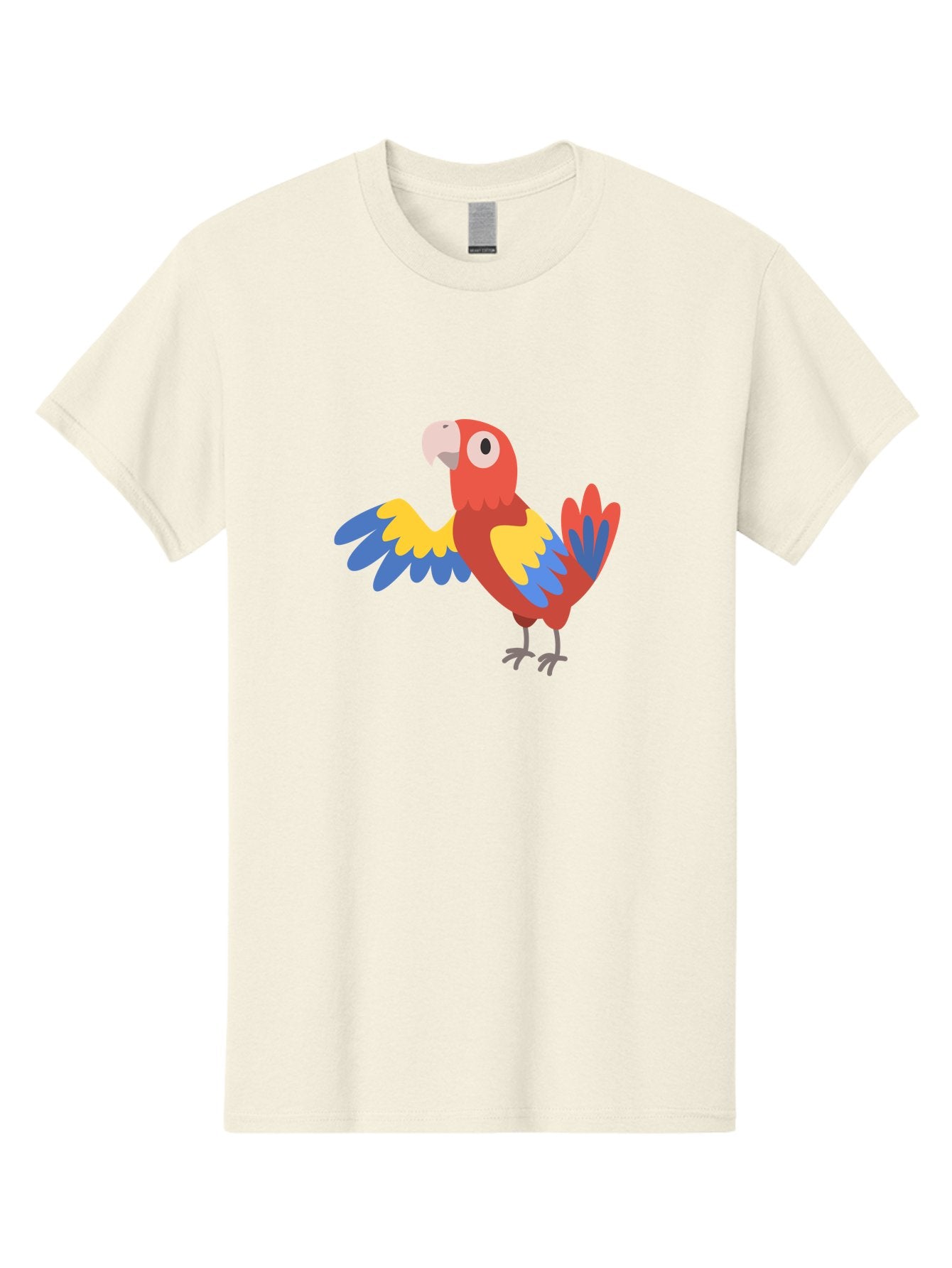 Parrot Men'S Graphic Tee, 100% Cotton, Comfortable Casual Summer Wear, Machine Washable, Vibrant Parrot, Colorful Bird, Tropical Parrot, Cartoon Parrot, Parrot Illustration, Red Parrot, Blue And Yellow Wings, White Beak, Simple Art, Aab872 10