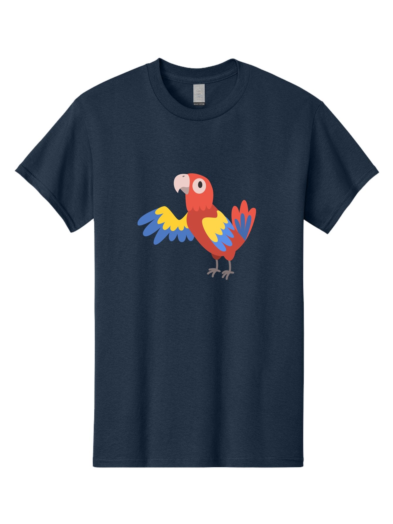 Parrot Men'S Graphic Tee, 100% Cotton, Comfortable Casual Summer Wear, Machine Washable, Vibrant Parrot, Colorful Bird, Tropical Parrot, Cartoon Parrot, Parrot Illustration, Red Parrot, Blue And Yellow Wings, White Beak, Simple Art, Aab872
