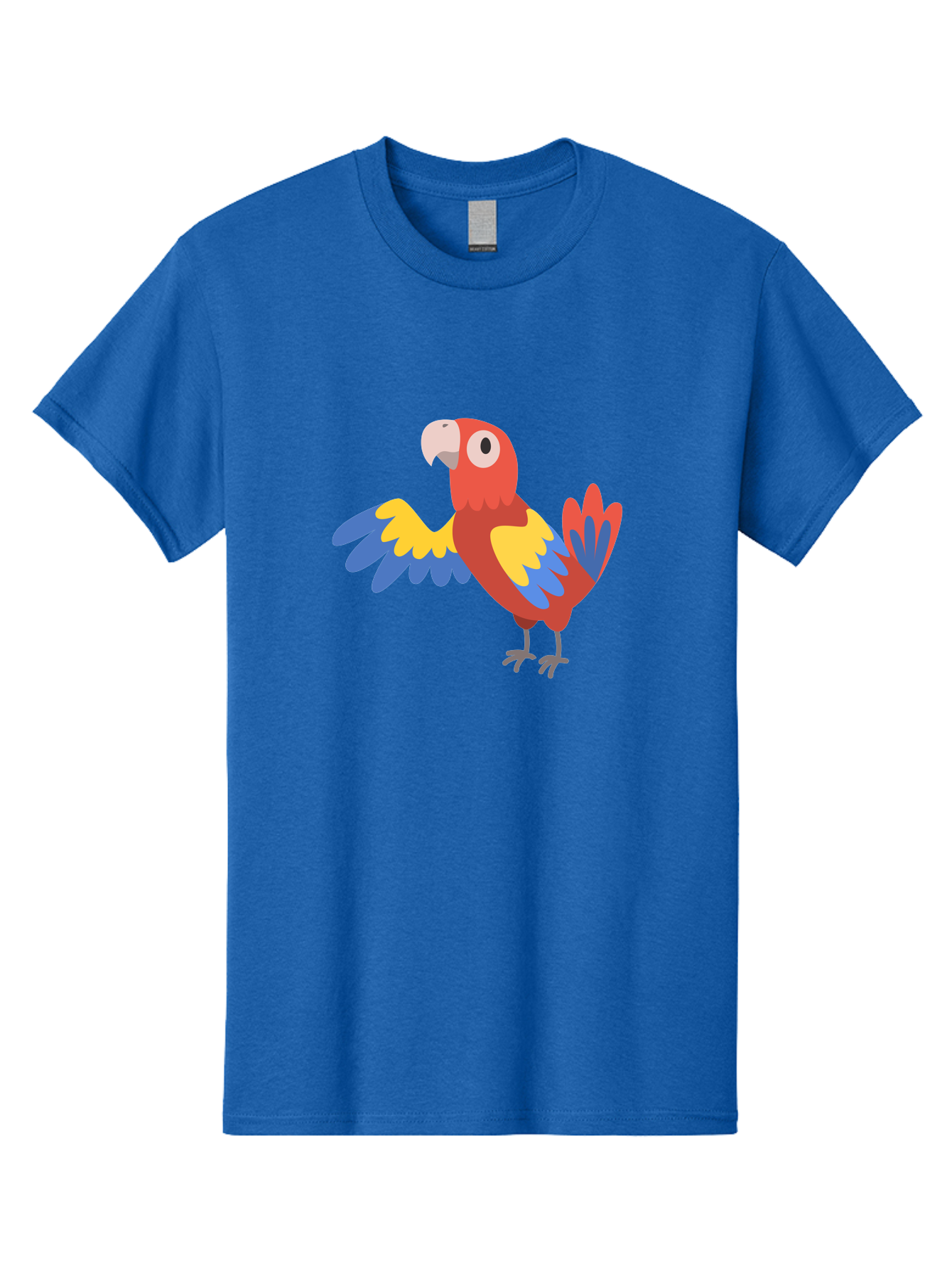 Parrot Men'S Graphic Tee, 100% Cotton, Comfortable Casual Summer Wear, Machine Washable, Vibrant Parrot, Colorful Bird, Tropical Parrot, Cartoon Parrot, Parrot Illustration, Red Parrot, Blue And Yellow Wings, White Beak, Simple Art, Aab872 23