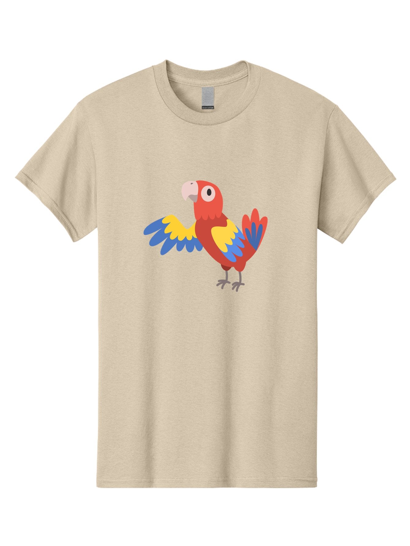 Parrot Men'S Graphic Tee, 100% Cotton, Comfortable Casual Summer Wear, Machine Washable, Vibrant Parrot, Colorful Bird, Tropical Parrot, Cartoon Parrot, Parrot Illustration, Red Parrot, Blue And Yellow Wings, White Beak, Simple Art, Aab872 6