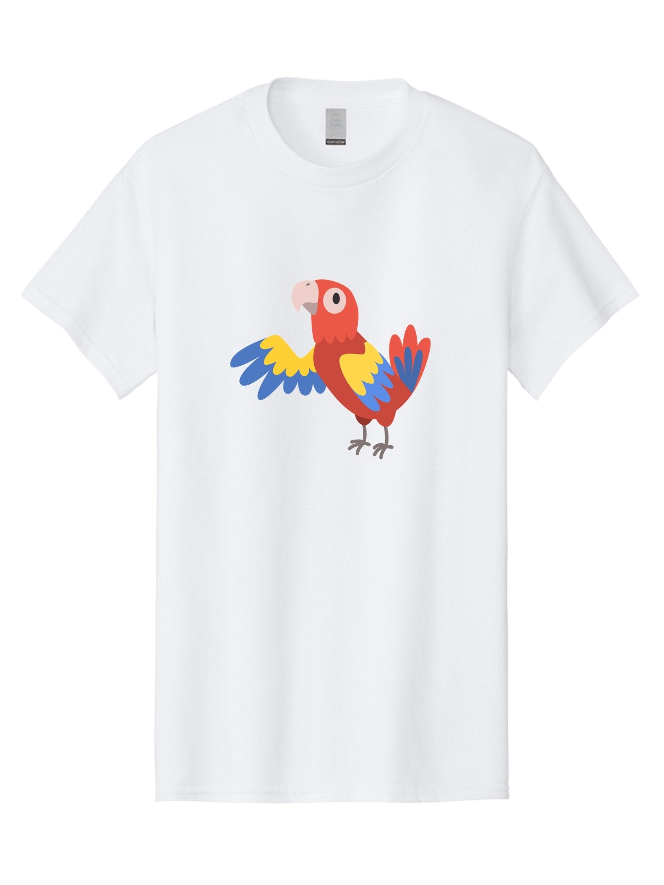 Parrot Men'S Graphic Tee, 100% Cotton, Comfortable Casual Summer Wear, Machine Washable, Vibrant Parrot, Colorful Bird, Tropical Parrot, Cartoon Parrot, Parrot Illustration, Red Parrot, Blue And Yellow Wings, White Beak, Simple Art, Aab872 14