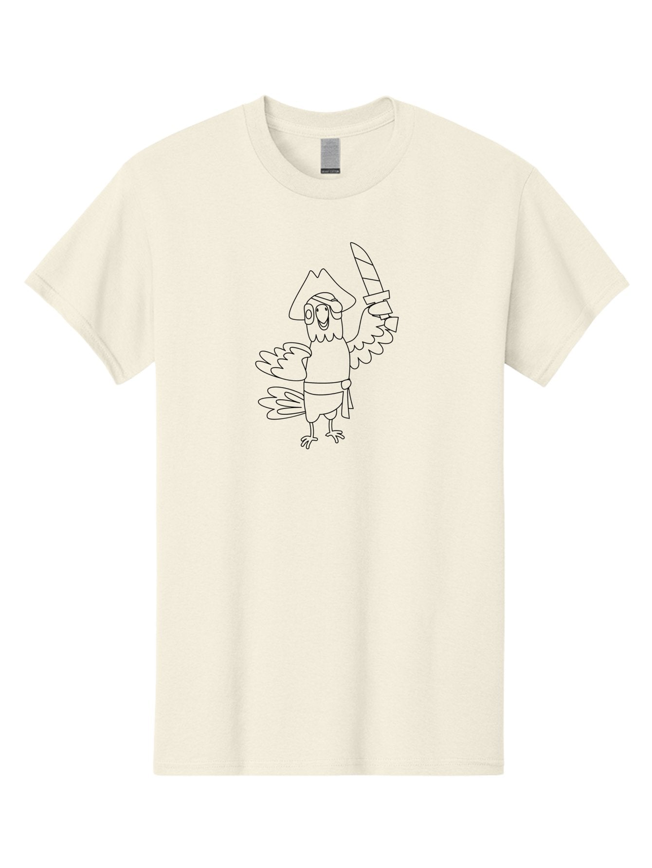 Pirate-Bird Men'S Graphic Tee, 100% Cotton, Comfortable Casual Summer Wear, Machine Washable, Cartoon Parrot Pirate, Pirate Bird Character, Swashbuckling Parrot, Pirate Hat, Pirate Sword, Kids Cartoon, Coloring Page, Cartoon Character Aab873 15