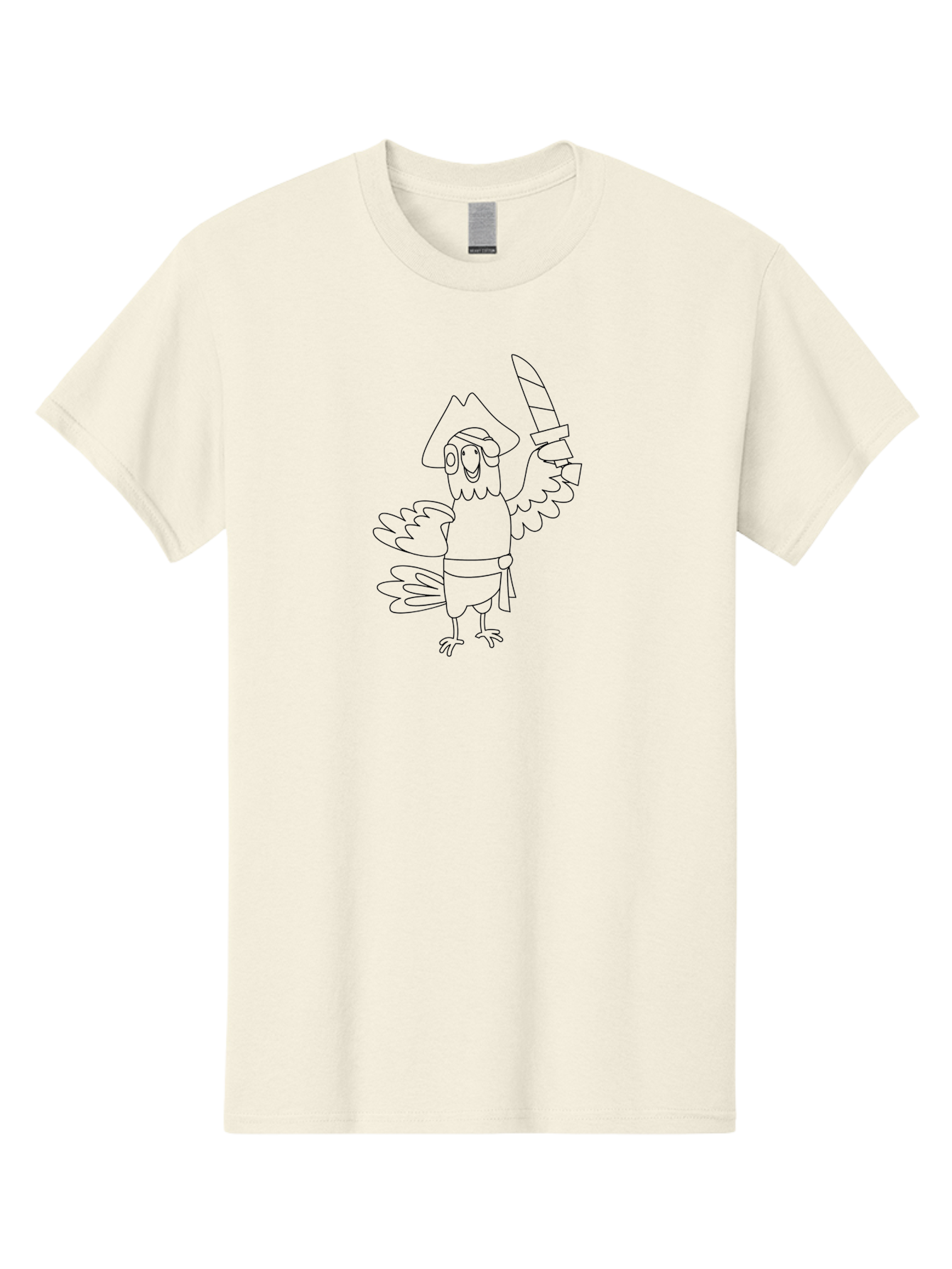 Pirate-Bird Men'S Graphic Tee, 100% Cotton, Comfortable Casual Summer Wear, Machine Washable, Cartoon Parrot Pirate, Pirate Bird Character, Swashbuckling Parrot, Pirate Hat, Pirate Sword, Kids Cartoon, Coloring Page, Cartoon Character Aab873