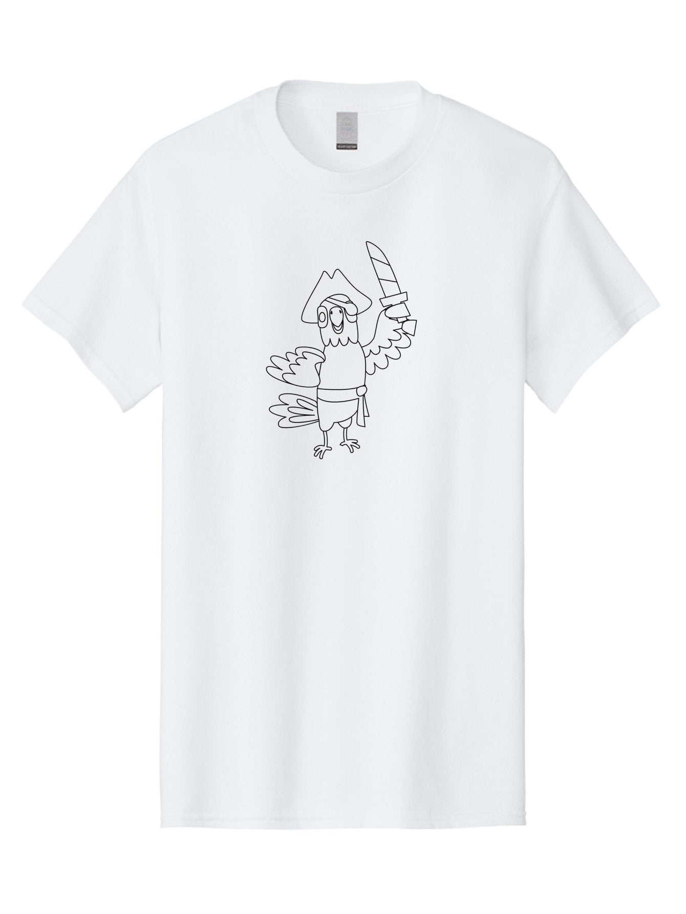 Pirate-Bird Men'S Graphic Tee, 100% Cotton, Comfortable Casual Summer Wear, Machine Washable, Cartoon Parrot Pirate, Pirate Bird Character, Swashbuckling Parrot, Pirate Hat, Pirate Sword, Kids Cartoon, Coloring Page, Cartoon Character Aab873 6