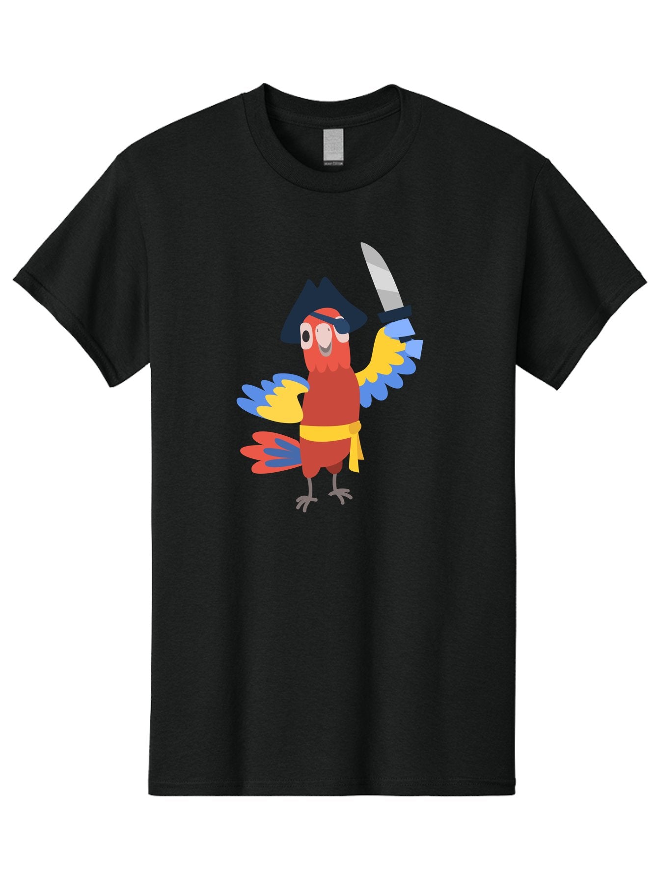 Pirate-Parrot-1 Men'S Graphic Tee, 100% Cotton, Comfortable Casual Summer Wear, Machine Washable, Cartoon Parrot, Pirate Character, Pirate Hat, Eye Patch, Sword, Yellow Sash, Colorful Plumage, Swashbuckling, Pirate-Themed, Aab874 14