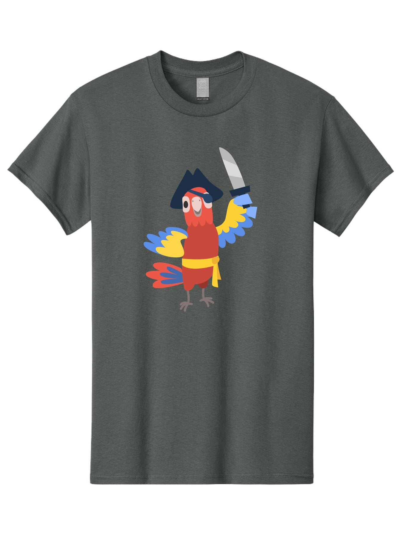 Pirate-Parrot-1 Men'S Graphic Tee, 100% Cotton, Comfortable Casual Summer Wear, Machine Washable, Cartoon Parrot, Pirate Character, Pirate Hat, Eye Patch, Sword, Yellow Sash, Colorful Plumage, Swashbuckling, Pirate-Themed, Aab874 6