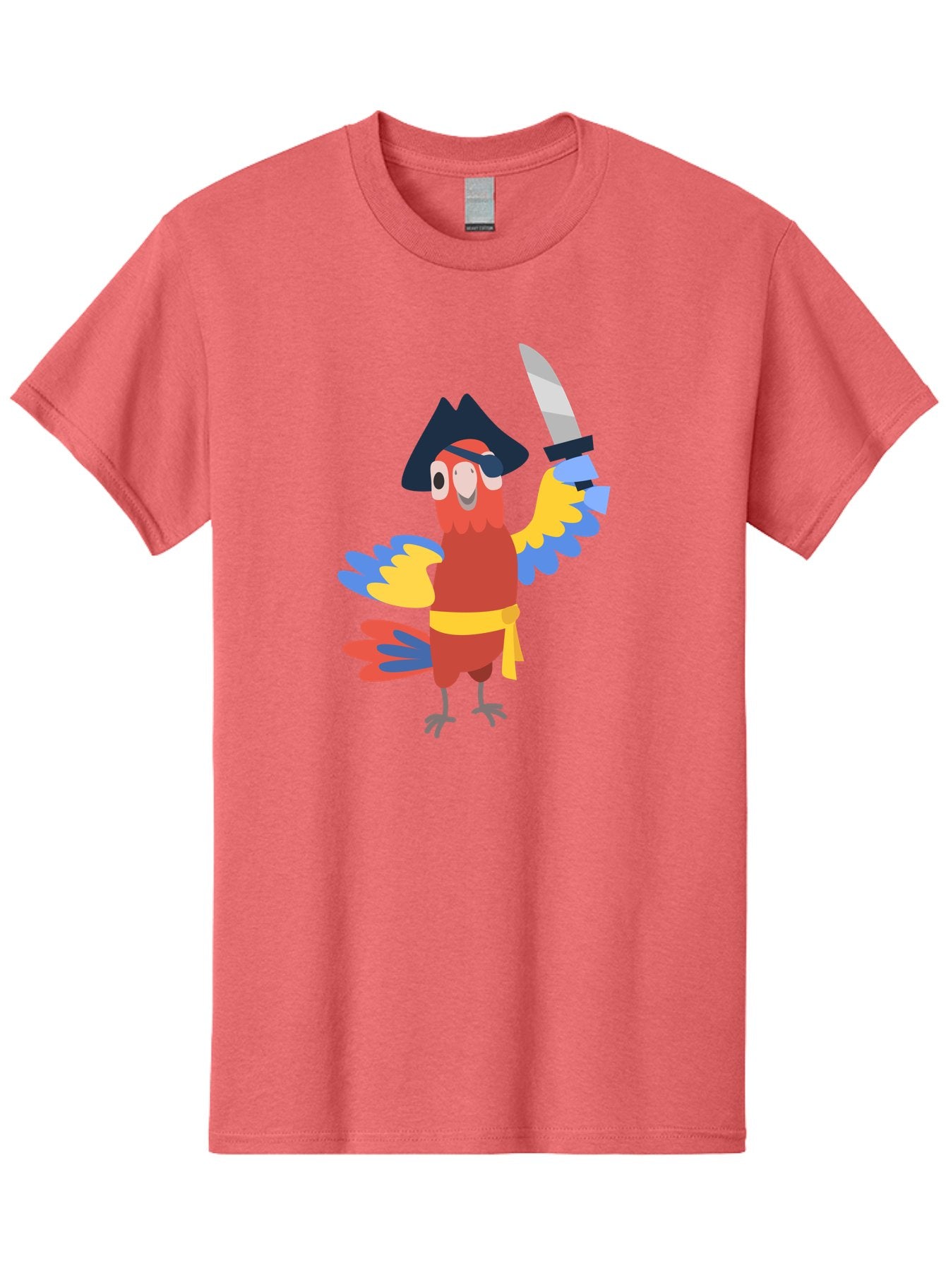 Pirate-Parrot-1 Men'S Graphic Tee, 100% Cotton, Comfortable Casual Summer Wear, Machine Washable, Cartoon Parrot, Pirate Character, Pirate Hat, Eye Patch, Sword, Yellow Sash, Colorful Plumage, Swashbuckling, Pirate-Themed, Aab874 10
