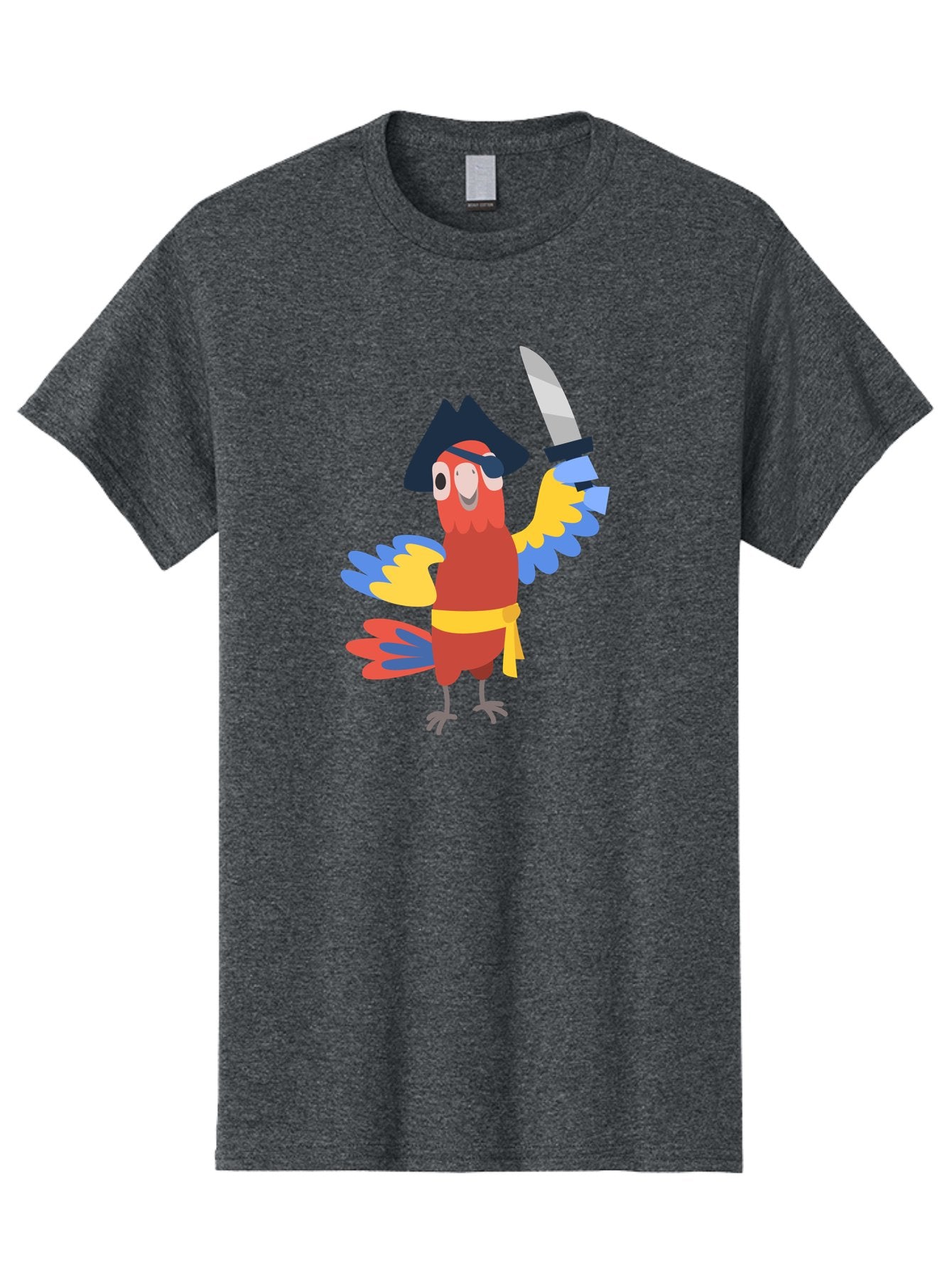 Pirate-Parrot-1 Men'S Graphic Tee, 100% Cotton, Comfortable Casual Summer Wear, Machine Washable, Cartoon Parrot, Pirate Character, Pirate Hat, Eye Patch, Sword, Yellow Sash, Colorful Plumage, Swashbuckling, Pirate-Themed, Aab874 9