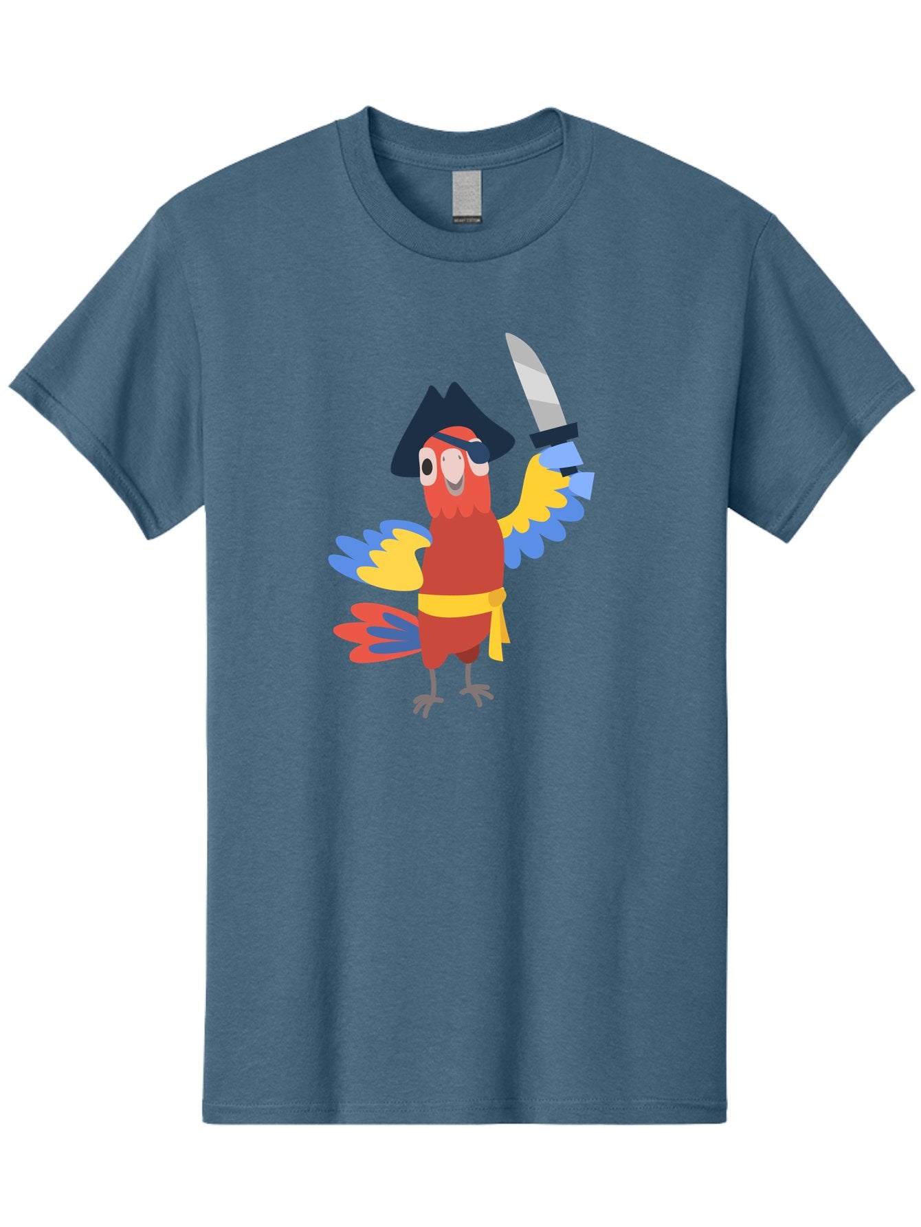 Pirate-Parrot-1 Men'S Graphic Tee, 100% Cotton, Comfortable Casual Summer Wear, Machine Washable, Cartoon Parrot, Pirate Character, Pirate Hat, Eye Patch, Sword, Yellow Sash, Colorful Plumage, Swashbuckling, Pirate-Themed, Aab874 15