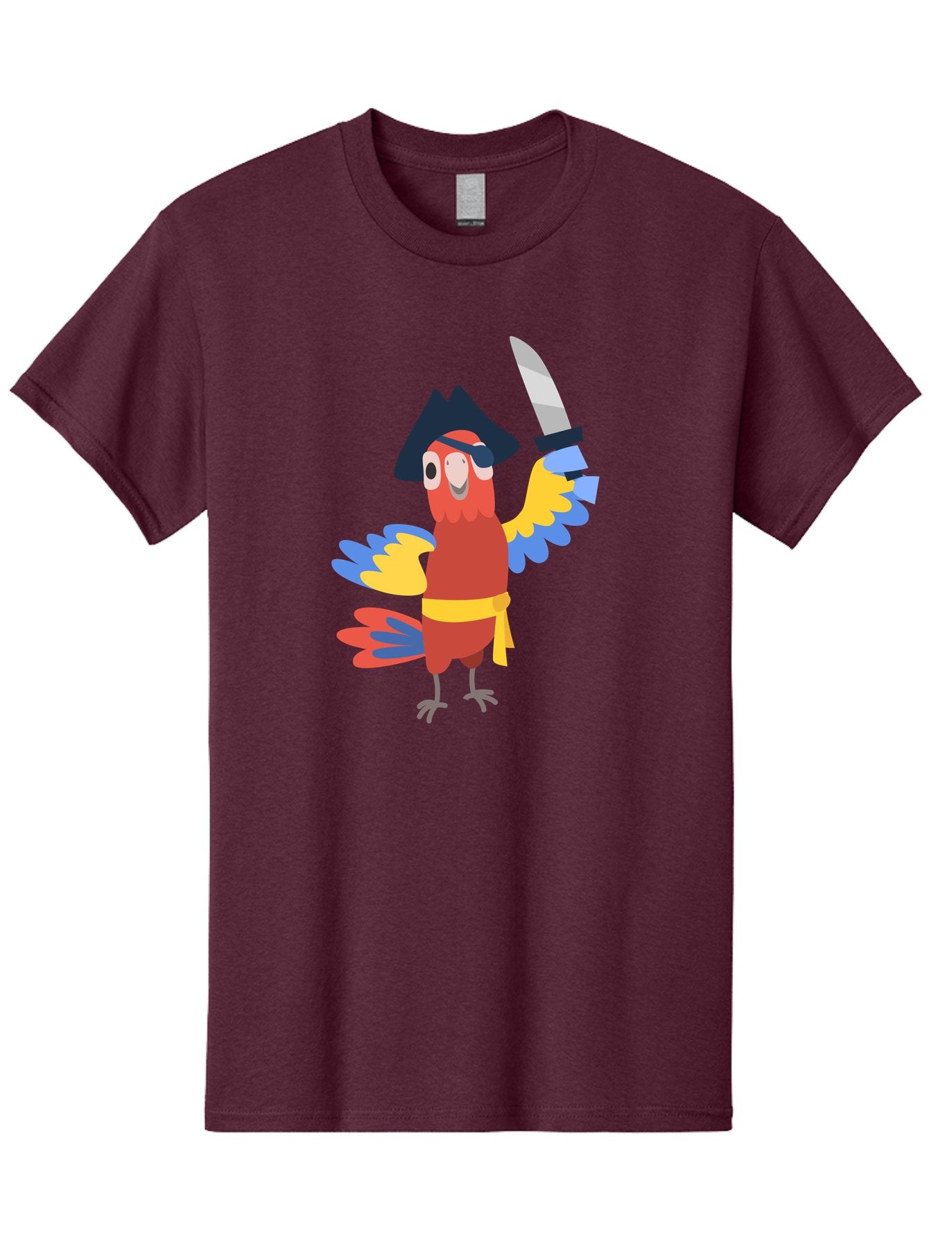 Pirate-Parrot-1 Men'S Graphic Tee, 100% Cotton, Comfortable Casual Summer Wear, Machine Washable, Cartoon Parrot, Pirate Character, Pirate Hat, Eye Patch, Sword, Yellow Sash, Colorful Plumage, Swashbuckling, Pirate-Themed, Aab874 12