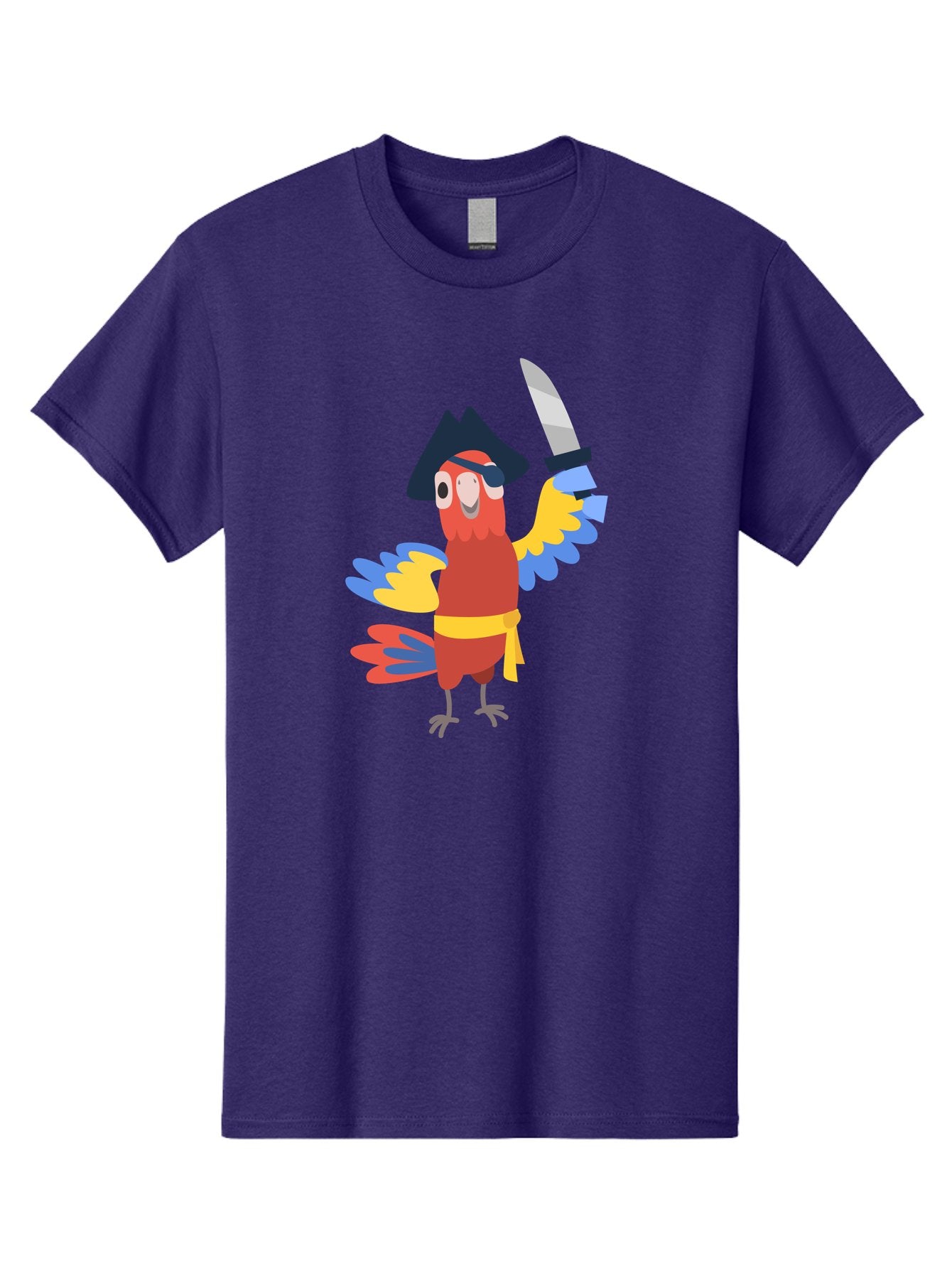 Pirate-Parrot-1 Men'S Graphic Tee, 100% Cotton, Comfortable Casual Summer Wear, Machine Washable, Cartoon Parrot, Pirate Character, Pirate Hat, Eye Patch, Sword, Yellow Sash, Colorful Plumage, Swashbuckling, Pirate-Themed, Aab874 13