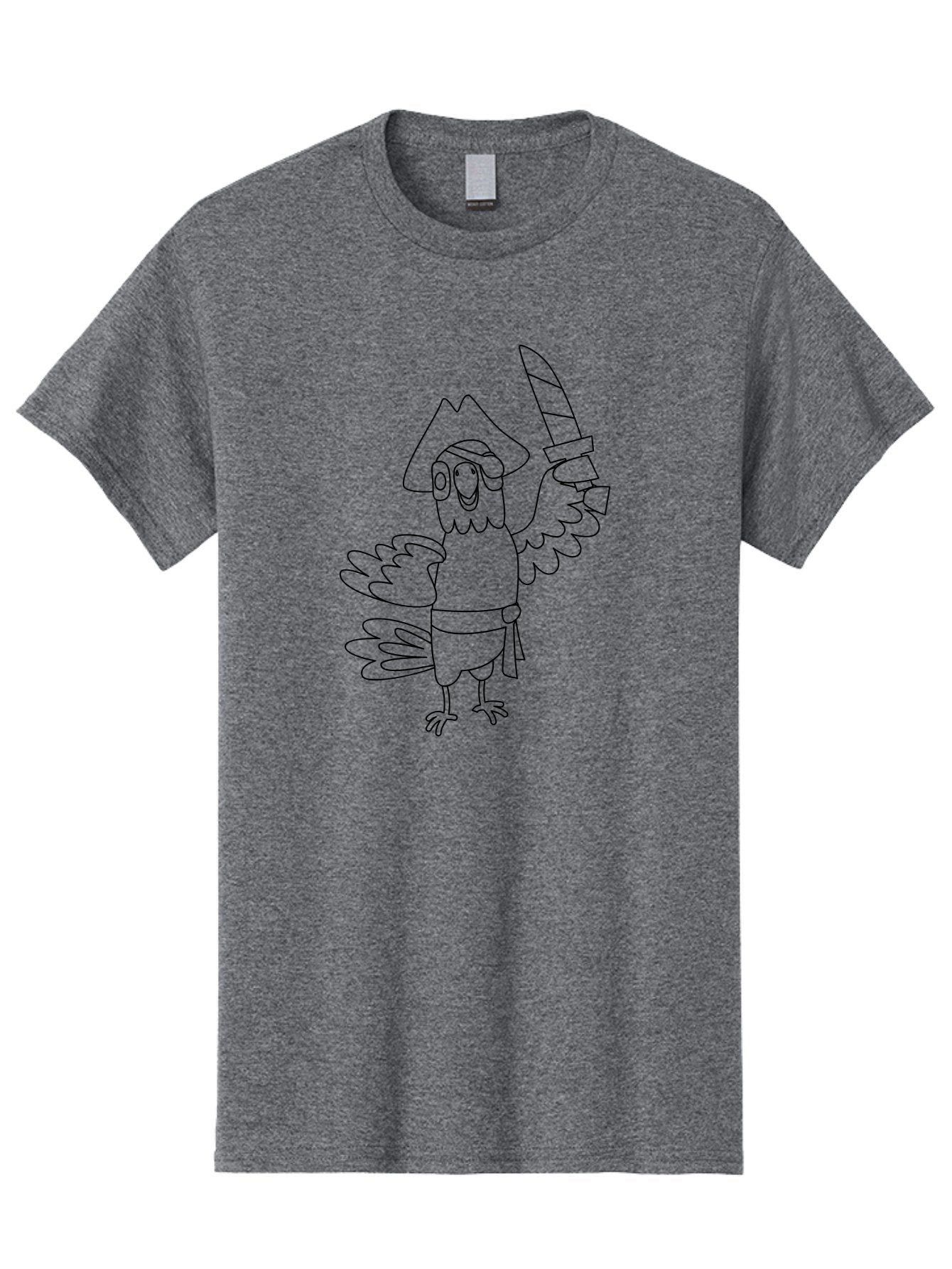 Pirate-Parrot-2 Men'S Graphic Tee, 100% Cotton, Comfortable Casual Summer Wear, Machine Washable, Cartoon Parrot, Pirate Character, Swashbuckling Adventure, Pirate Hat, Sword, Pirate Costume, Comedic Illustration, Swashbuckler, Pirate Theme, Aab875 6