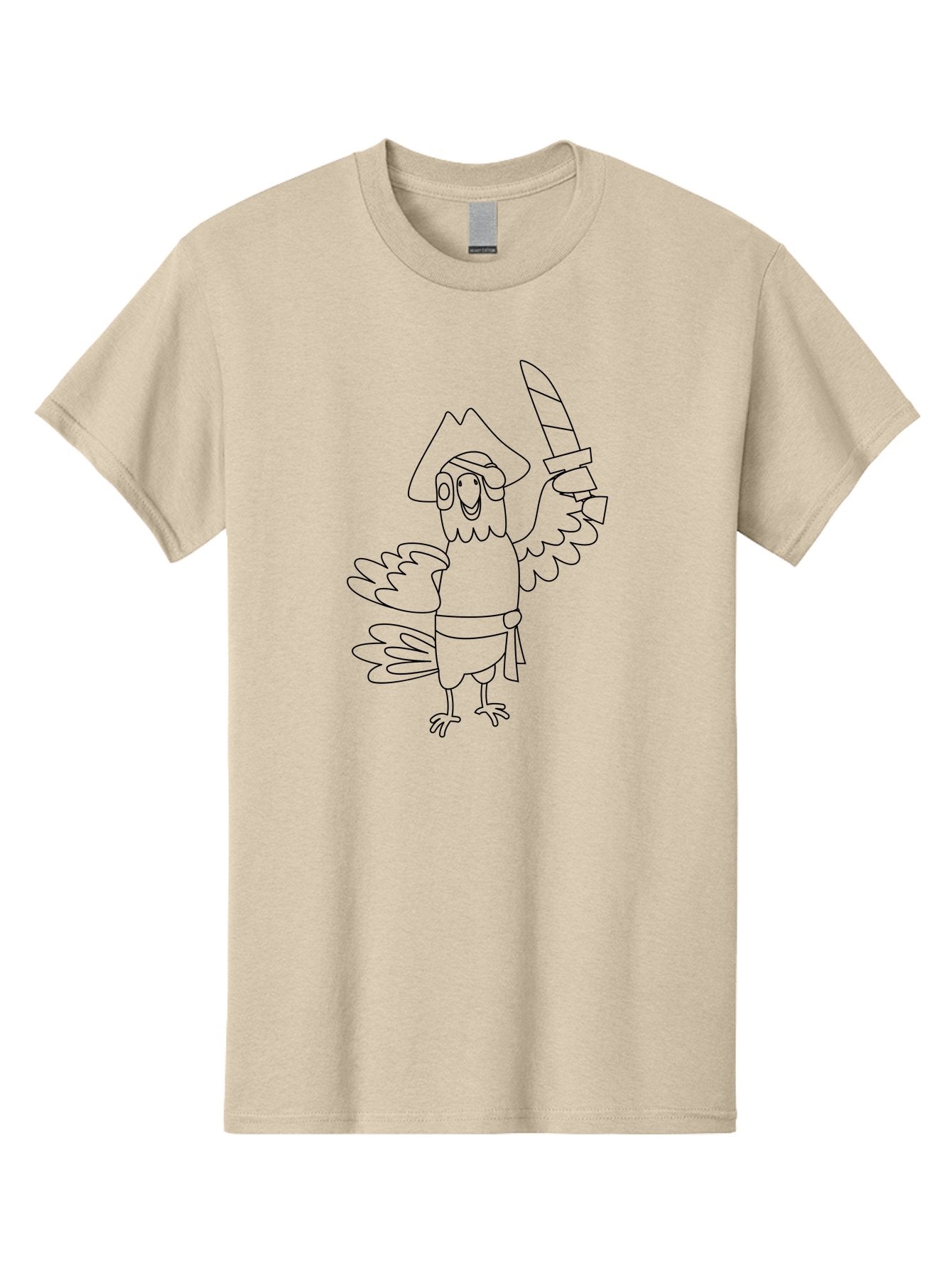 Pirate-Parrot-2 Men'S Graphic Tee, 100% Cotton, Comfortable Casual Summer Wear, Machine Washable, Cartoon Parrot, Pirate Character, Swashbuckling Adventure, Pirate Hat, Sword, Pirate Costume, Comedic Illustration, Swashbuckler, Pirate Theme, Aab875 11
