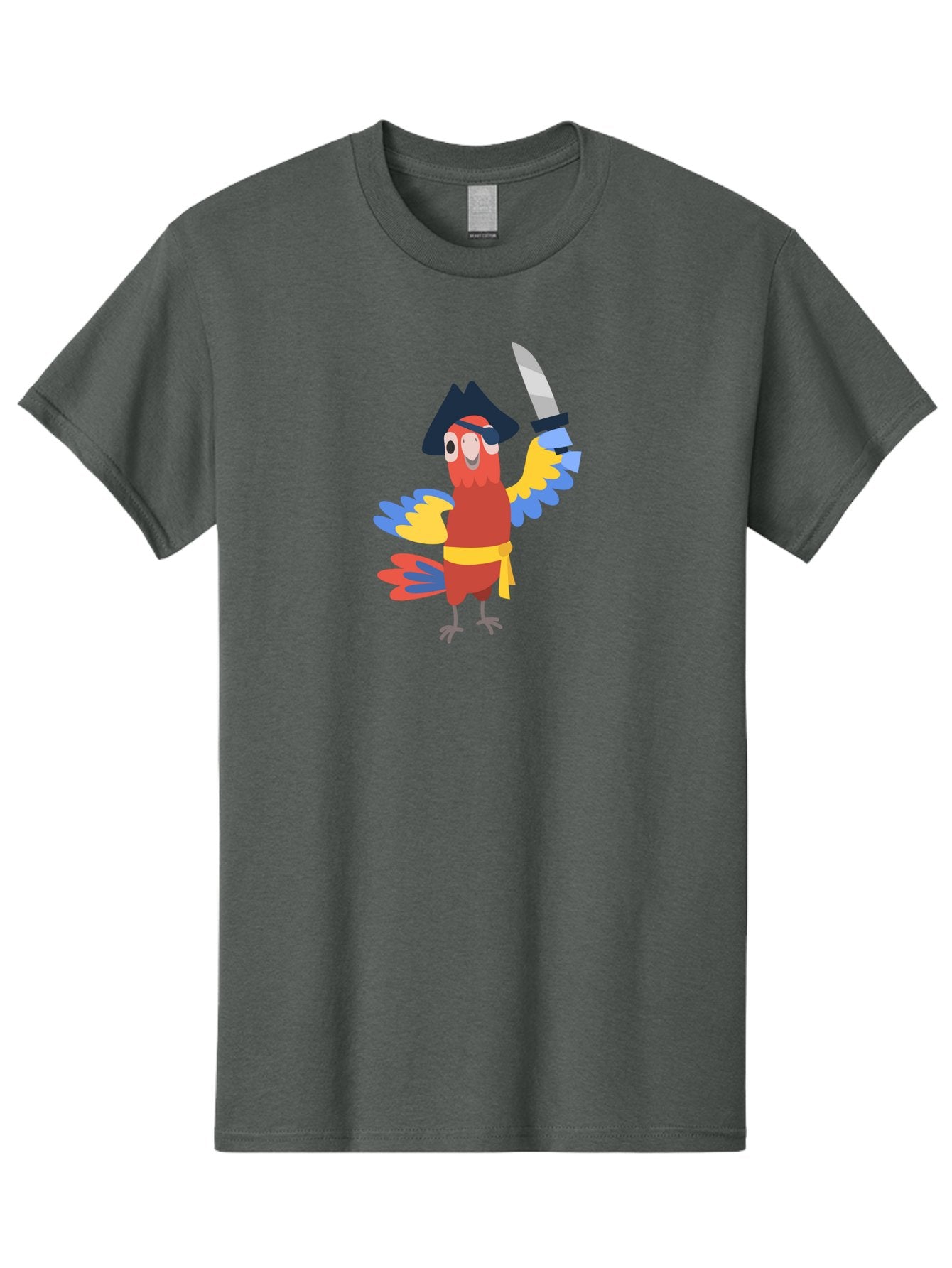 Pirate-Parrot Men'S Graphic Tee, 100% Cotton, Comfortable Casual Summer Wear, Machine Washable, Colorful Parrot Pirate, Pirate Bird Character, Swashbuckling Parrot, Pirate Hat, Pirate Sword, Cartoon Parrot, Pirate Costume, Red Parrot, Aab876 15