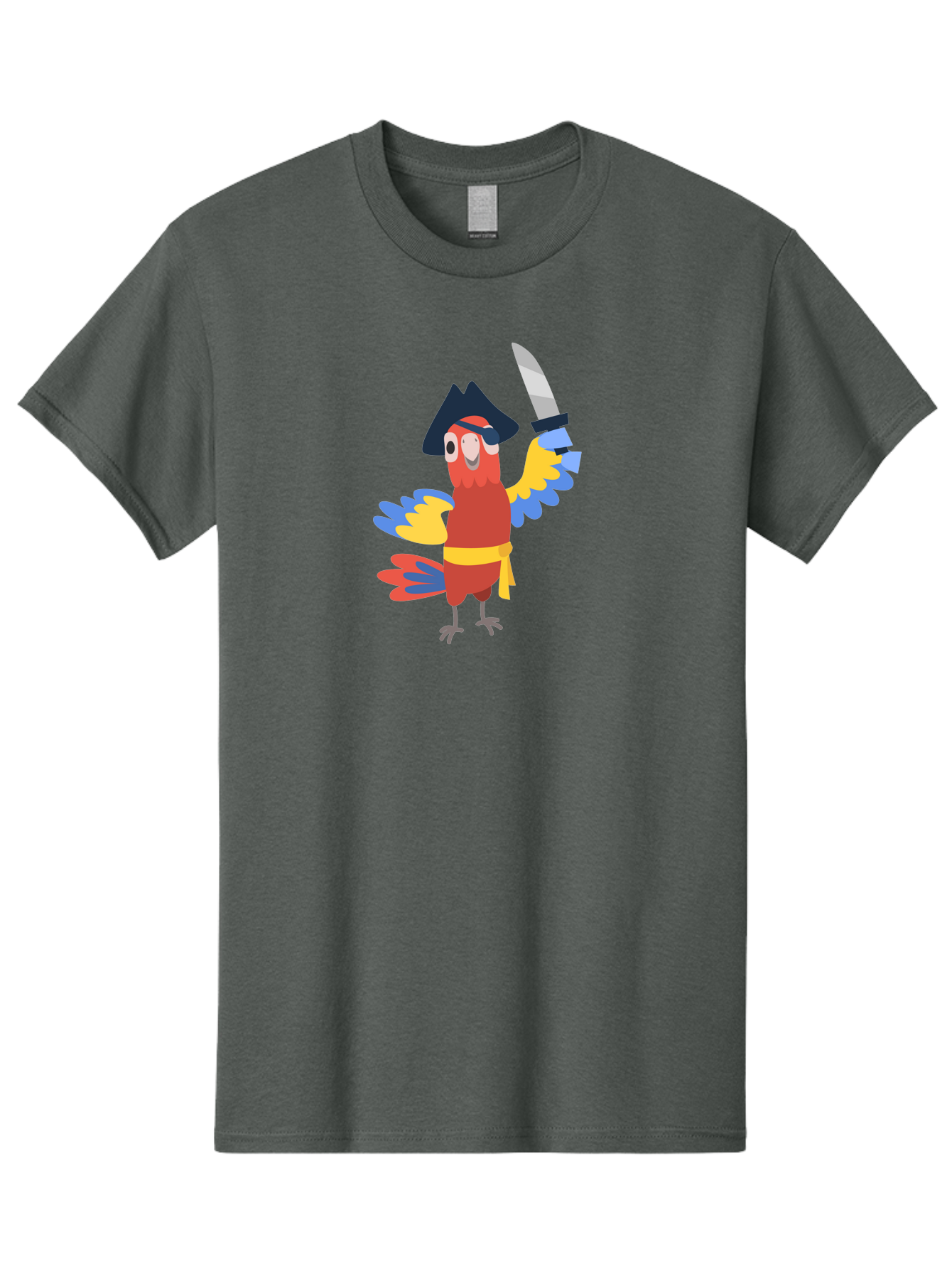 Pirate-Parrot Men'S Graphic Tee, 100% Cotton, Comfortable Casual Summer Wear, Machine Washable, Colorful Parrot Pirate, Pirate Bird Character, Swashbuckling Parrot, Pirate Hat, Pirate Sword, Cartoon Parrot, Pirate Costume, Red Parrot, Aab876