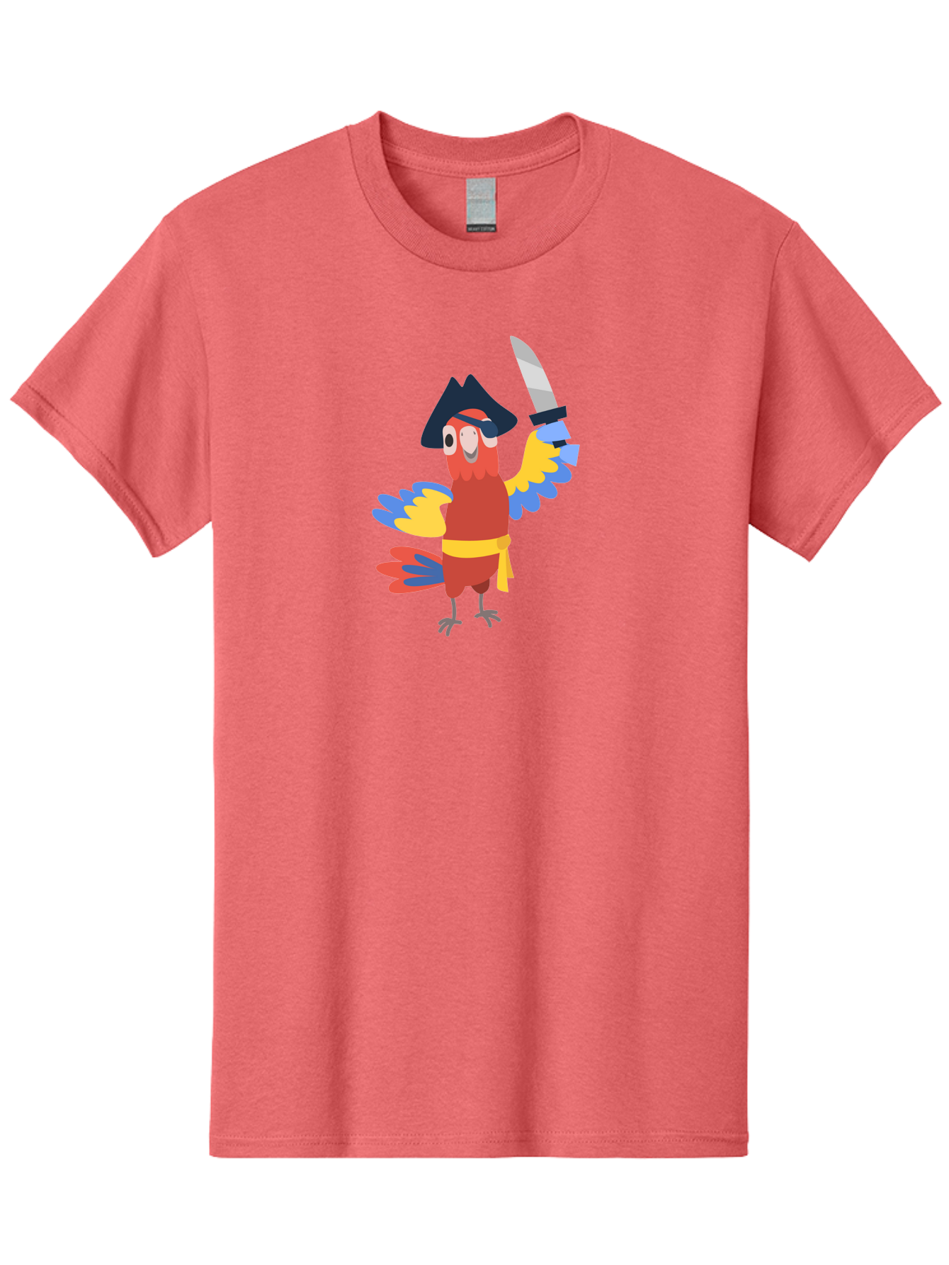 Pirate-Parrot Men'S Graphic Tee, 100% Cotton, Comfortable Casual Summer Wear, Machine Washable, Colorful Parrot Pirate, Pirate Bird Character, Swashbuckling Parrot, Pirate Hat, Pirate Sword, Cartoon Parrot, Pirate Costume, Red Parrot, Aab876 11