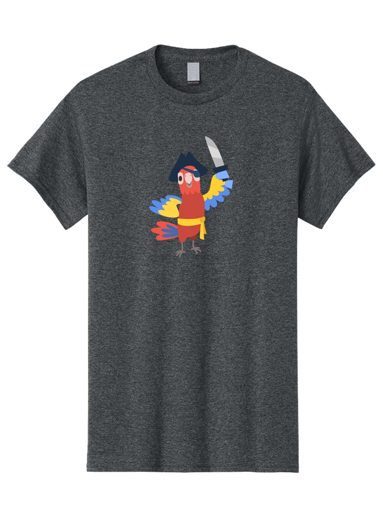 Pirate-Parrot Men'S Graphic Tee, 100% Cotton, Comfortable Casual Summer Wear, Machine Washable, Colorful Parrot Pirate, Pirate Bird Character, Swashbuckling Parrot, Pirate Hat, Pirate Sword, Cartoon Parrot, Pirate Costume, Red Parrot, Aab876 4