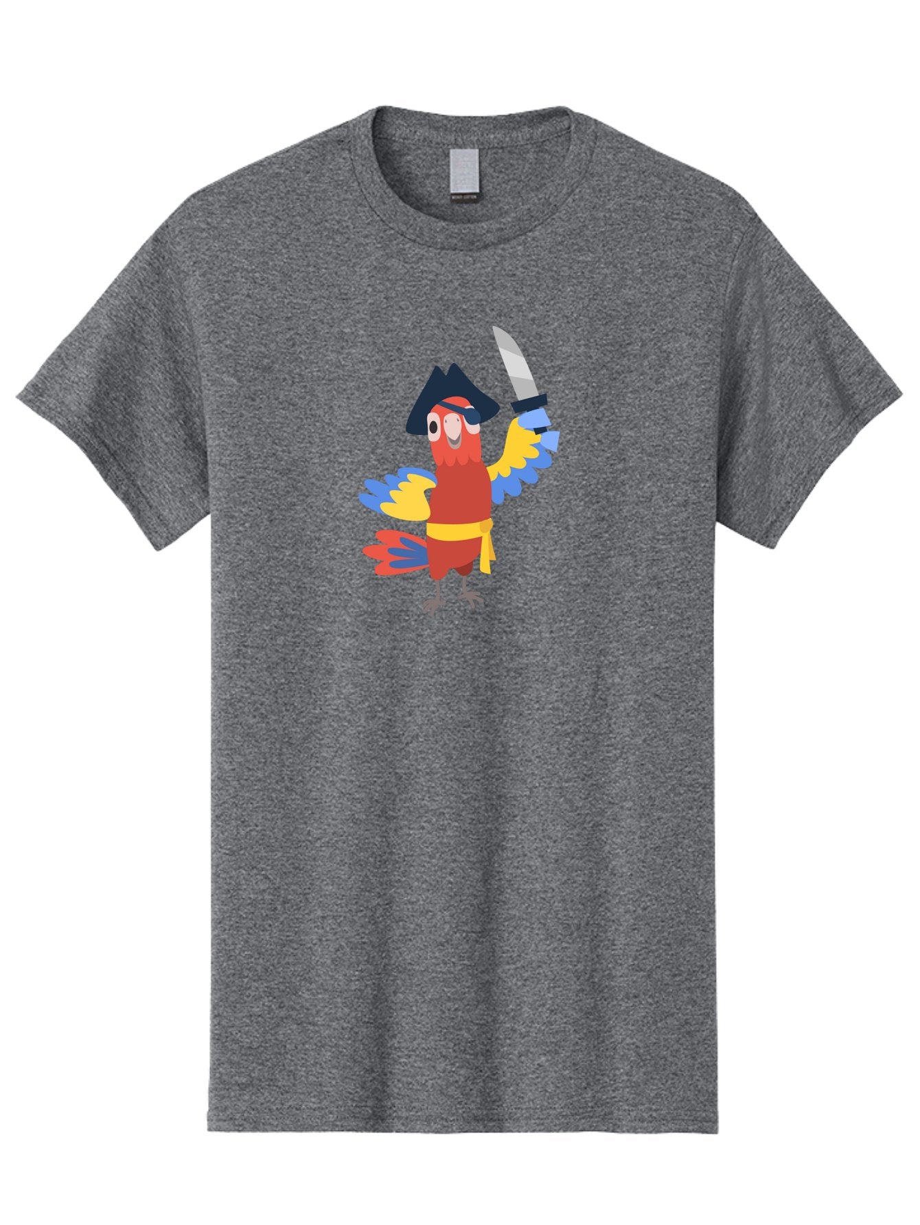 Pirate-Parrot Men'S Graphic Tee, 100% Cotton, Comfortable Casual Summer Wear, Machine Washable, Colorful Parrot Pirate, Pirate Bird Character, Swashbuckling Parrot, Pirate Hat, Pirate Sword, Cartoon Parrot, Pirate Costume, Red Parrot, Aab876 14
