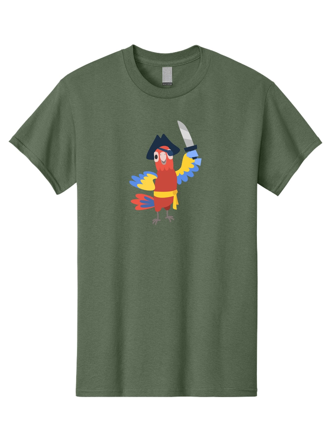 Pirate-Parrot Men'S Graphic Tee, 100% Cotton, Comfortable Casual Summer Wear, Machine Washable, Colorful Parrot Pirate, Pirate Bird Character, Swashbuckling Parrot, Pirate Hat, Pirate Sword, Cartoon Parrot, Pirate Costume, Red Parrot, Aab876