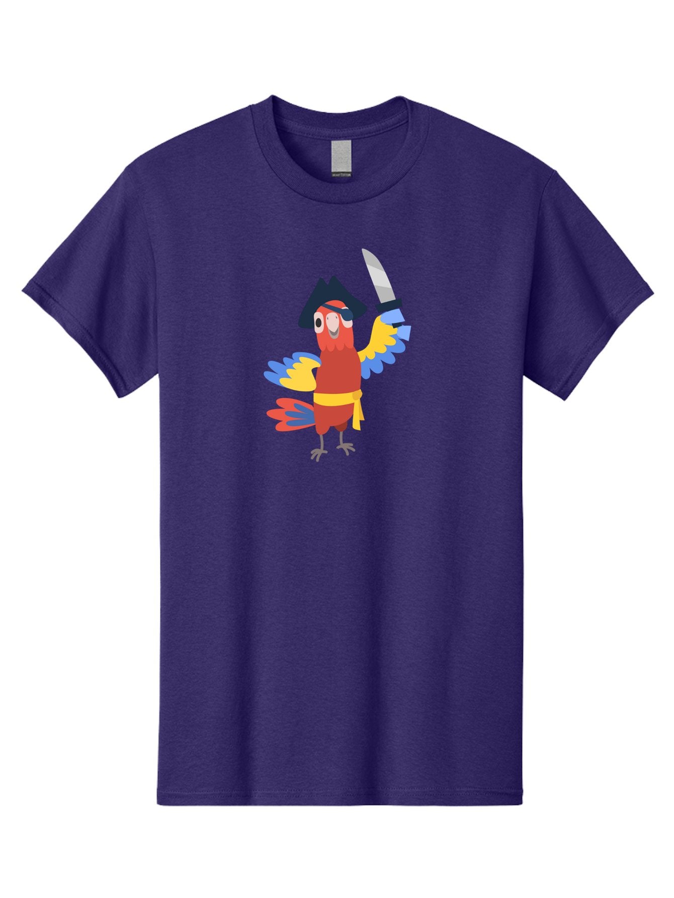 Pirate-Parrot Men'S Graphic Tee, 100% Cotton, Comfortable Casual Summer Wear, Machine Washable, Colorful Parrot Pirate, Pirate Bird Character, Swashbuckling Parrot, Pirate Hat, Pirate Sword, Cartoon Parrot, Pirate Costume, Red Parrot, Aab876 5