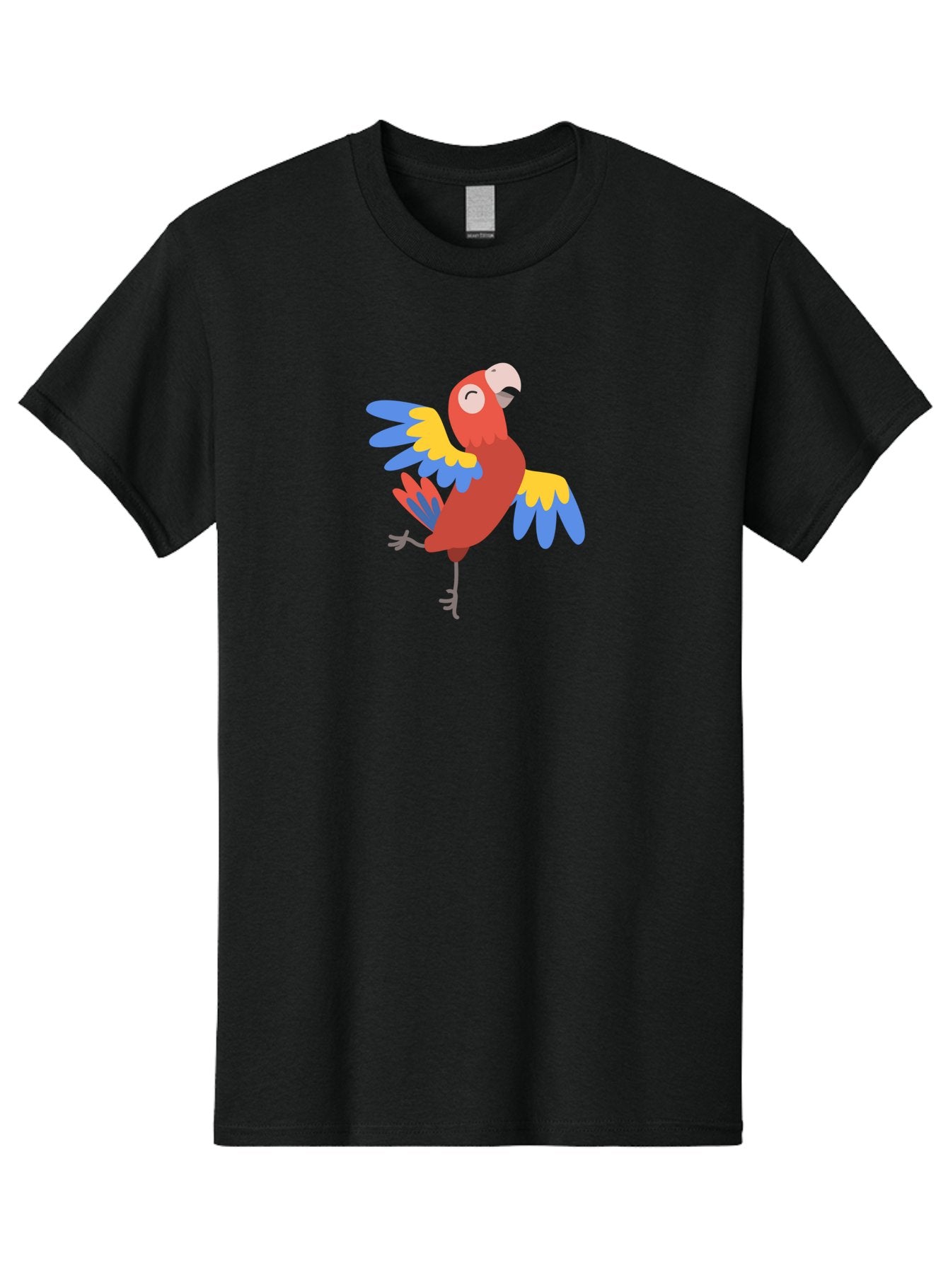 Red-Parrot-1 Men'S Graphic Tee, 100% Cotton, Comfortable Casual Summer Wear, Machine Washable, Vibrant Parrot, Colorful Bird, Tropical Animal, Red Plumage, Blue And Yellow Wings, Cartoon Character, Exotic Bird, Playful Stance, Aab877 8